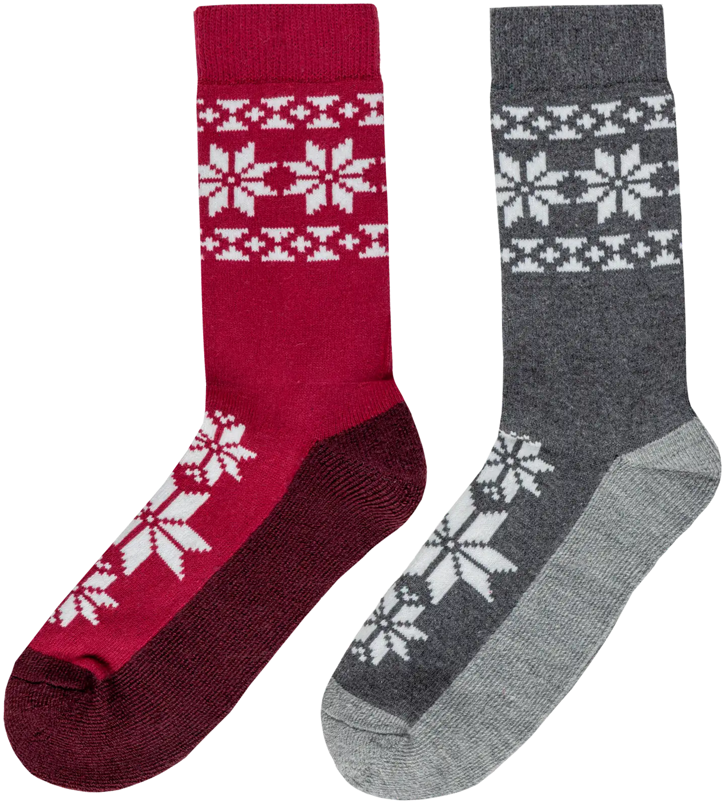 House naisten villapohjasukat 214H322517 2-pack - Grey/burgundy - 1