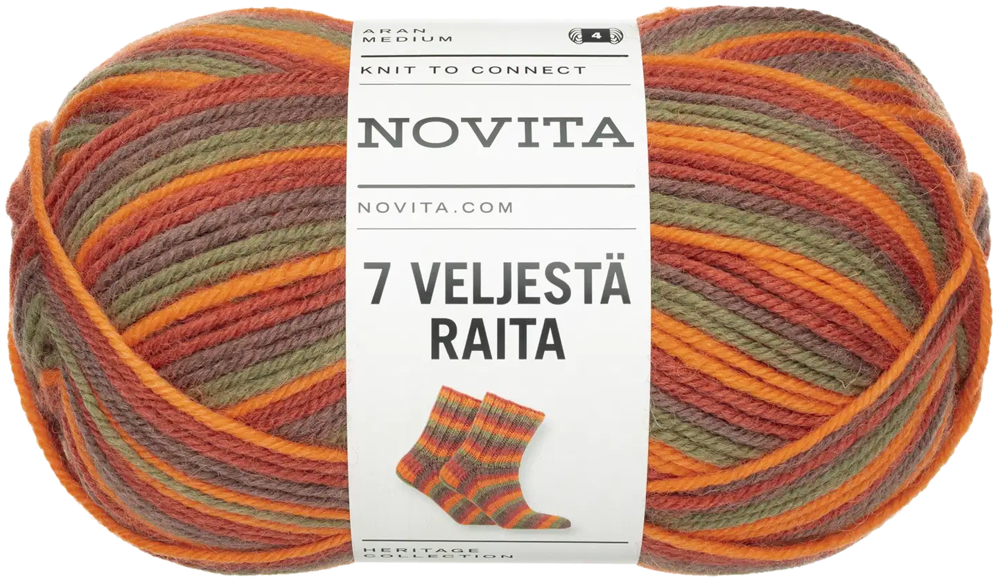 Novita lanka 7 Veljestä Raita 100g syysaamu 939 - 1