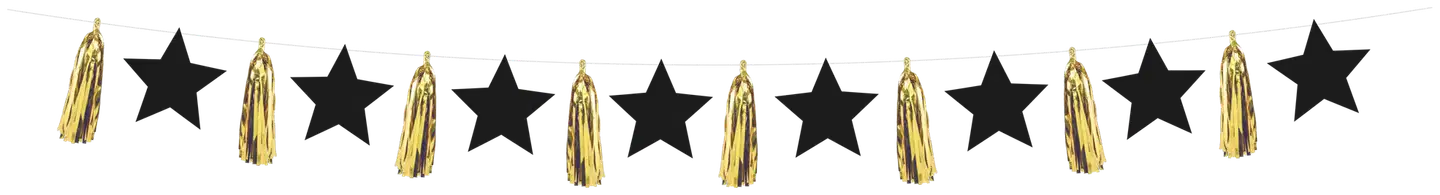 Decorata Party köynnös tähti tupsu musta-kulta