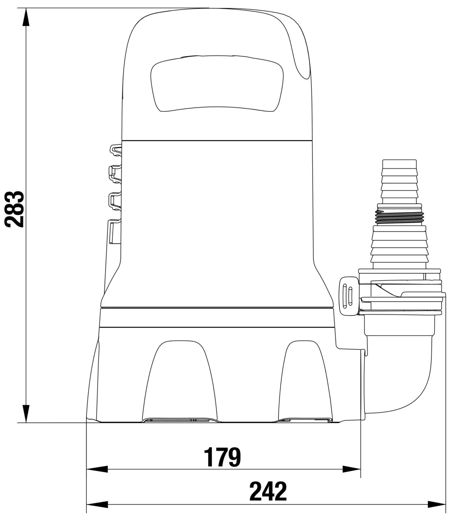 Uppopumppu 9000 kirkkaalle vedelle300 W, 9000 l/h, 0,6 bar, imukorkeus min 2 mm. Liitin 1 1/4" - 5