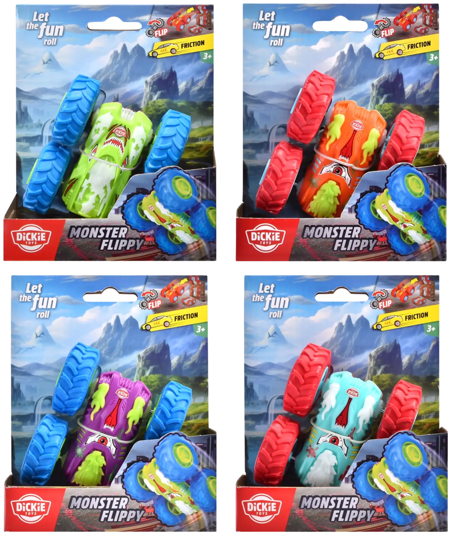 Dickie Toys Monster Flippy kitka-auto, 10 cm, useita erilaisia, myydään yksittäin - 2