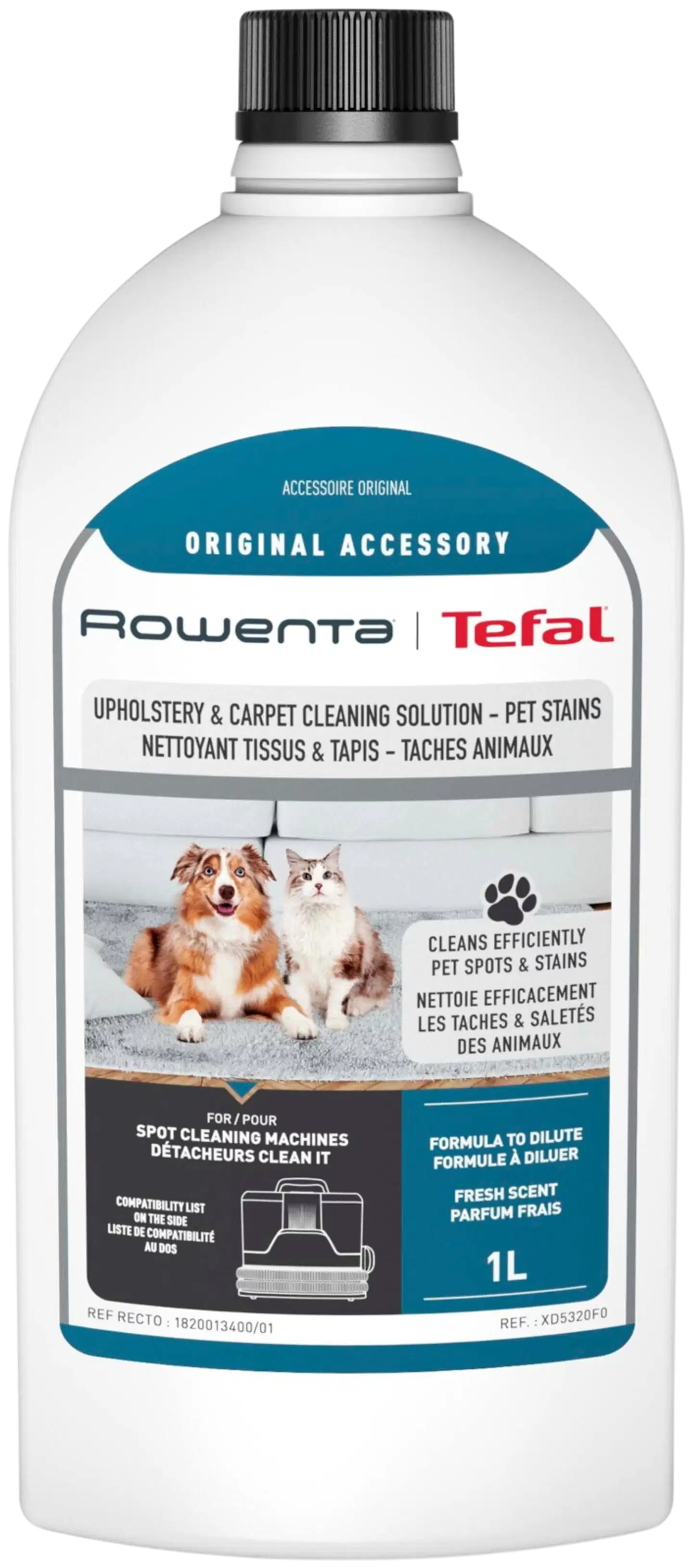 Tefal Clean It tekstiilipesuaine verhoilulle ja matoille, lemmikkieläinten tahrat 1l XD5320F0