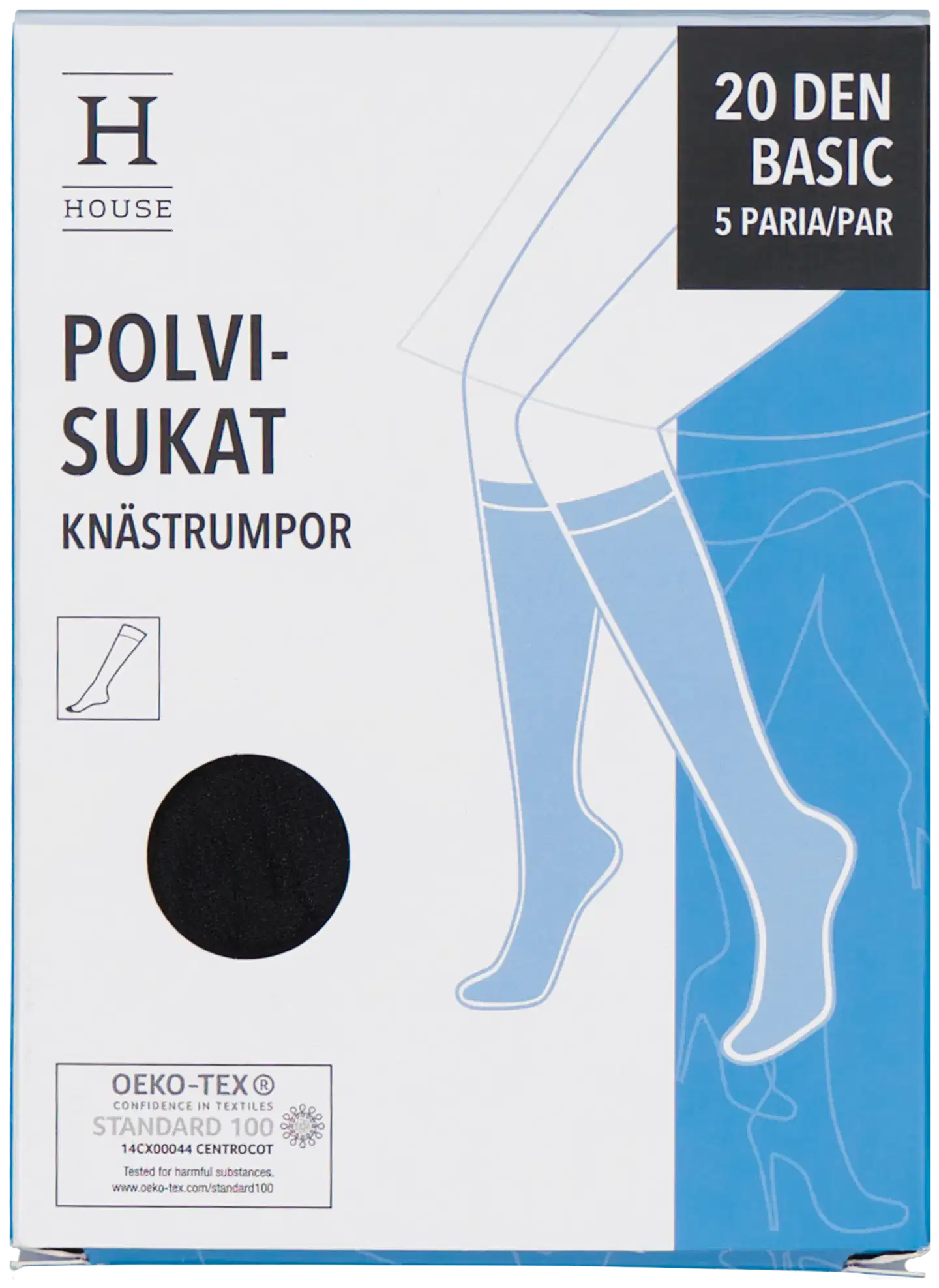 House naisten polvisukat basic 20 den musta, koko 36–42 5-pack - Musta
