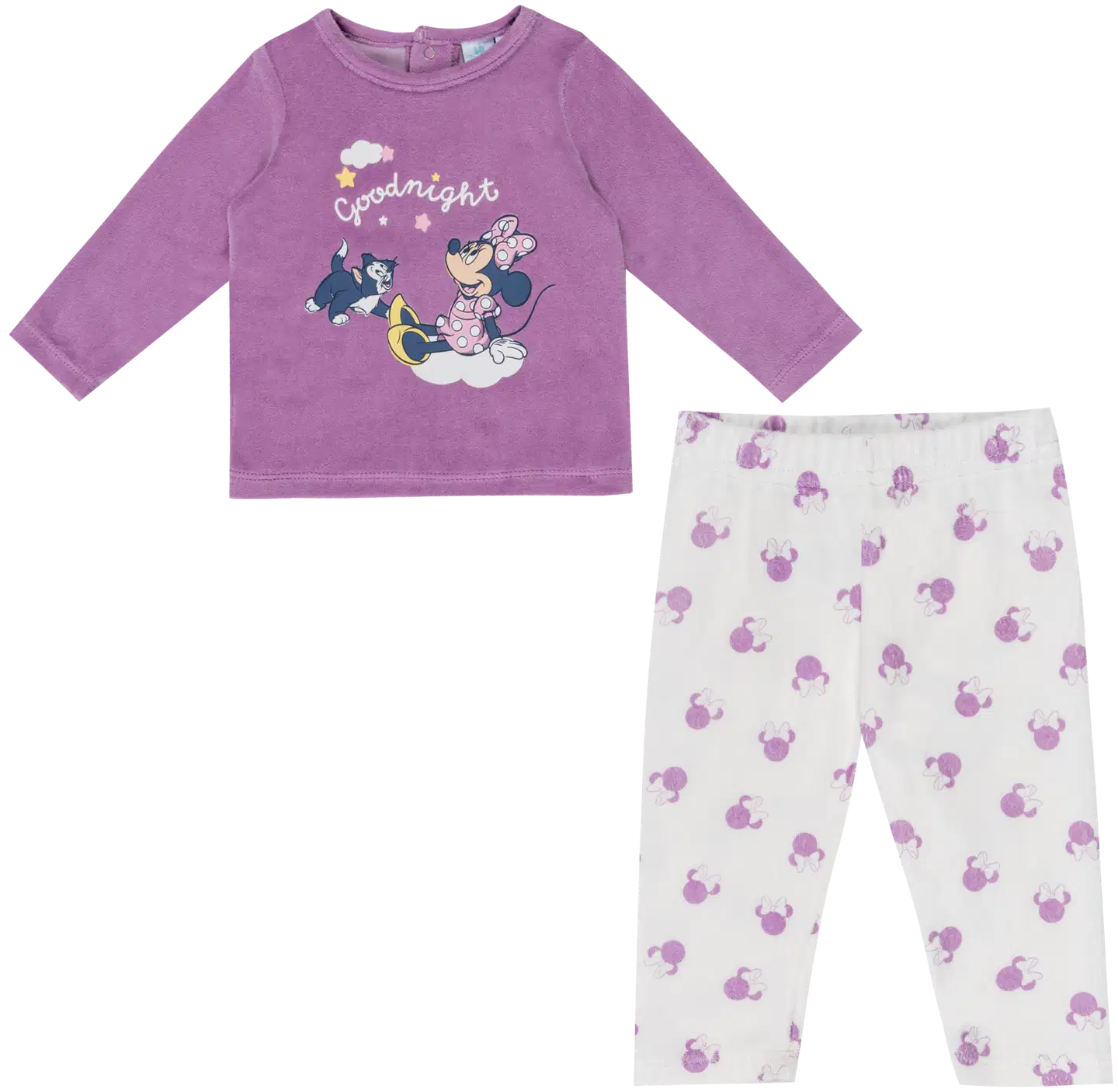 Disney vauvojen kaksiosainen pyjama samettiveluuria Minni Hiiri ZH03062 - Vaaleanpunainen/valkoinen - 1