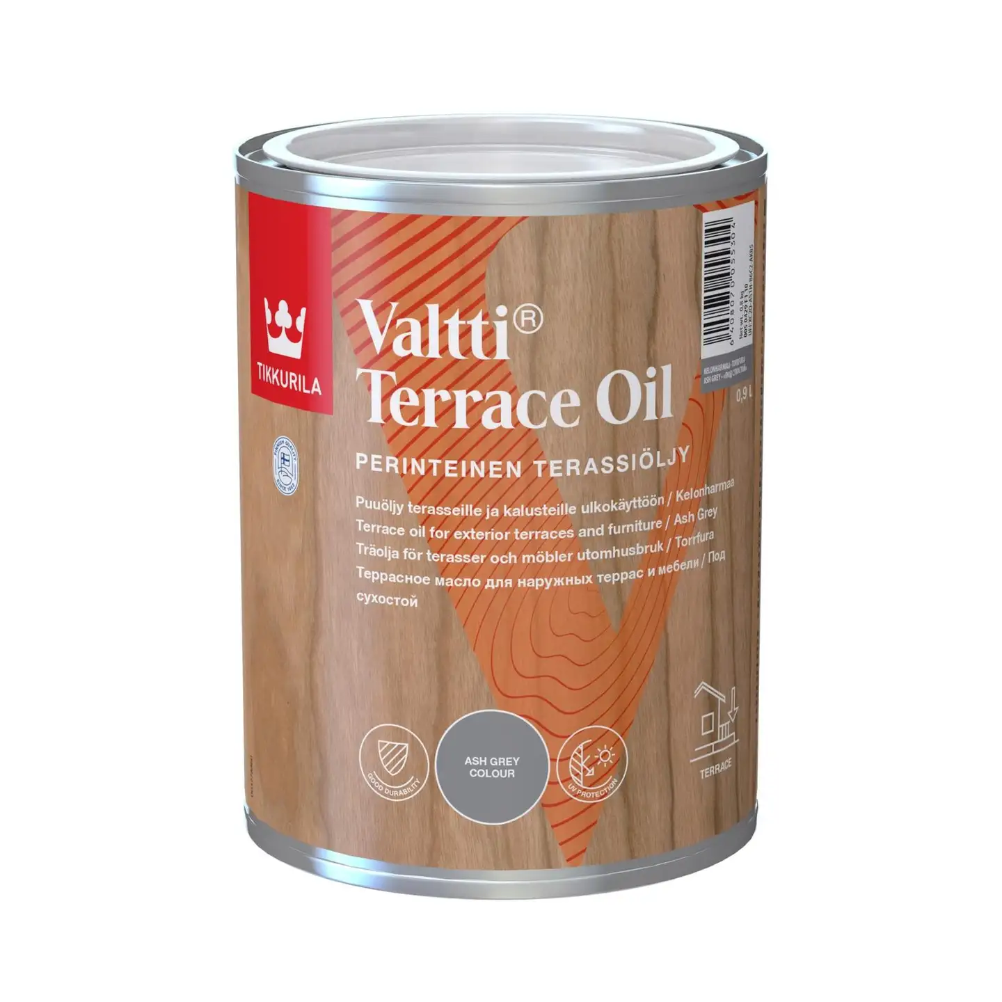 Tikkurila terassiöljy Valtti Terrace Oil 0,9 l kelonharmaa