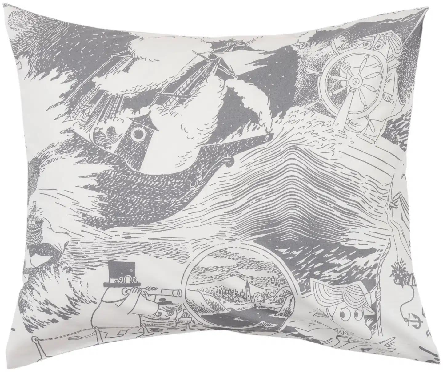 Moomin Arabia Muumi tyynyliina 50x60cm Purjehdus harmaa GOTS - 1