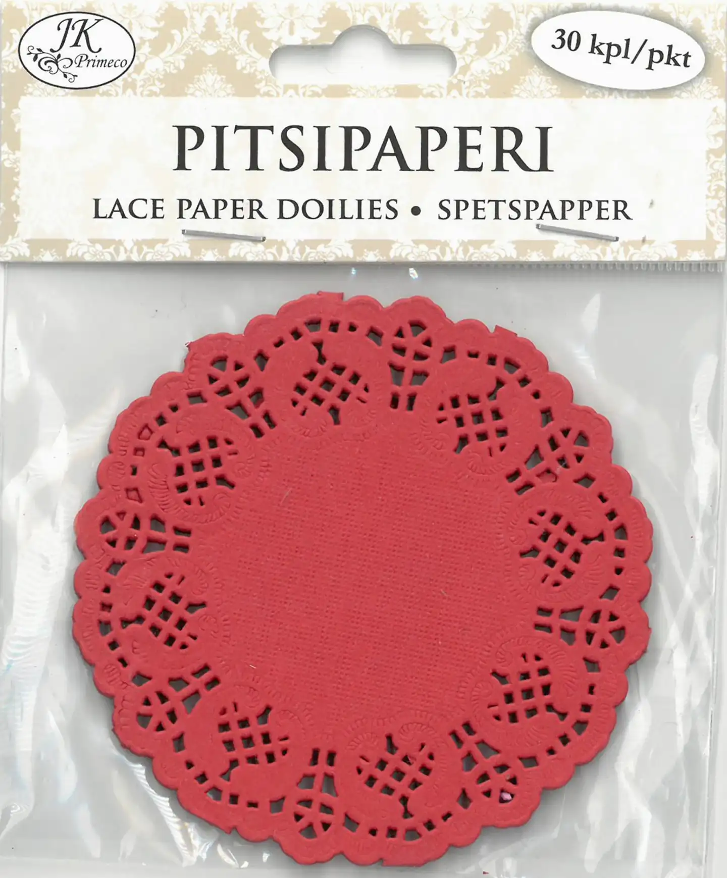 J.K. Primeco pitsipaperi ympyrä punainen 30kpl