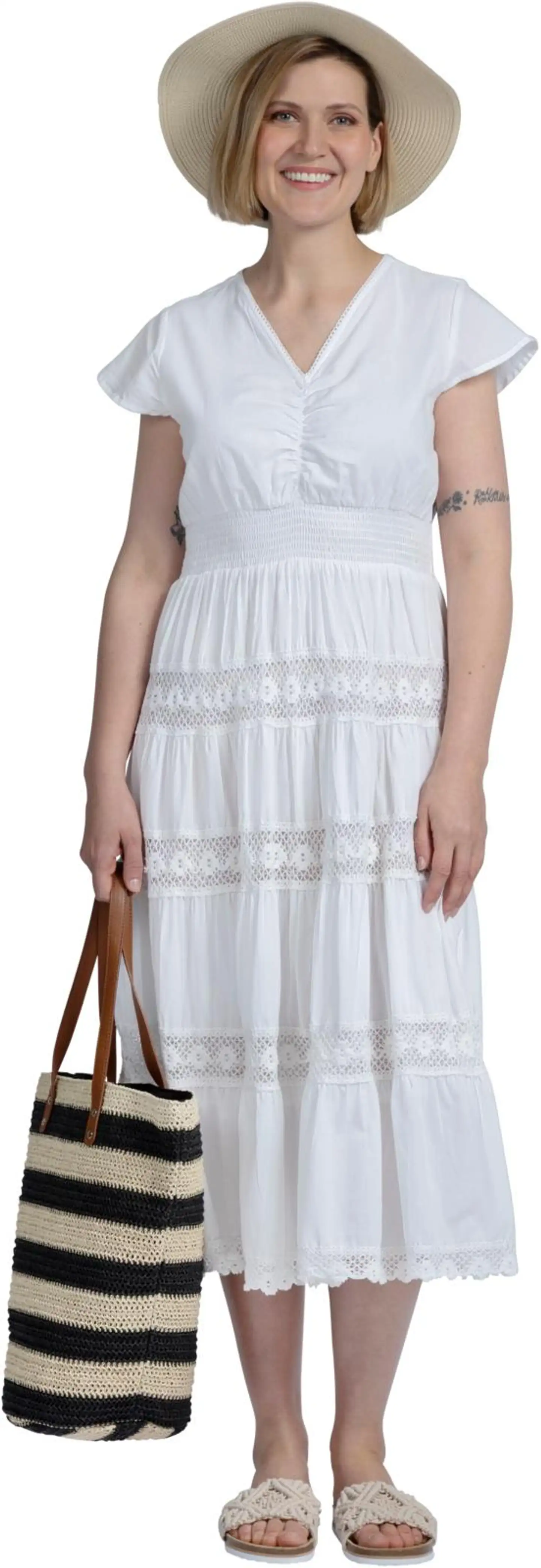 Margaux Riviera naisten midimekko MR-360 - WHITE - 3