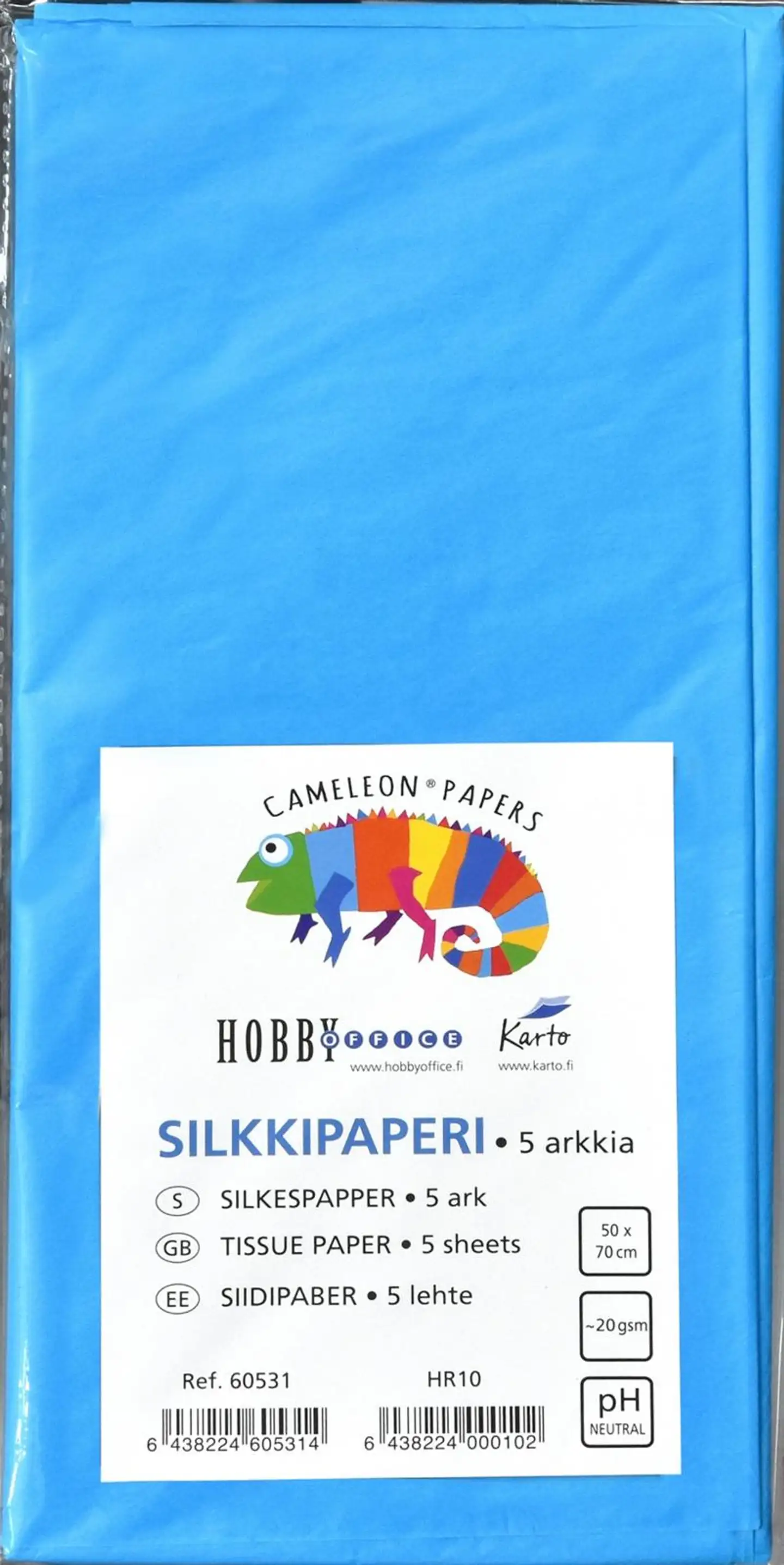 Silkkipaperi 50x70 cm kirkkaan sininen 5 ark