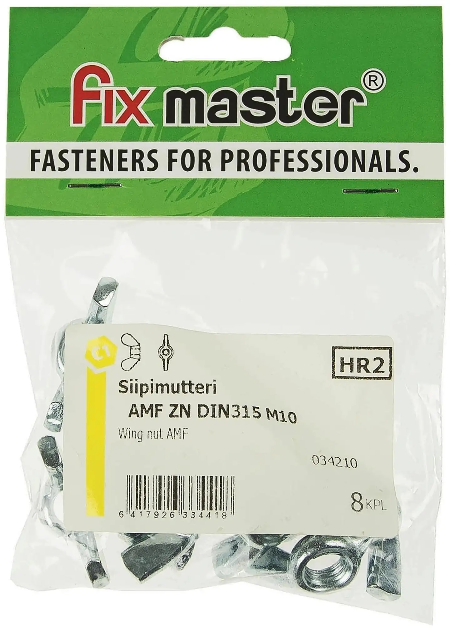 Fix Master siipimutteri M10 sinkitty 8kpl