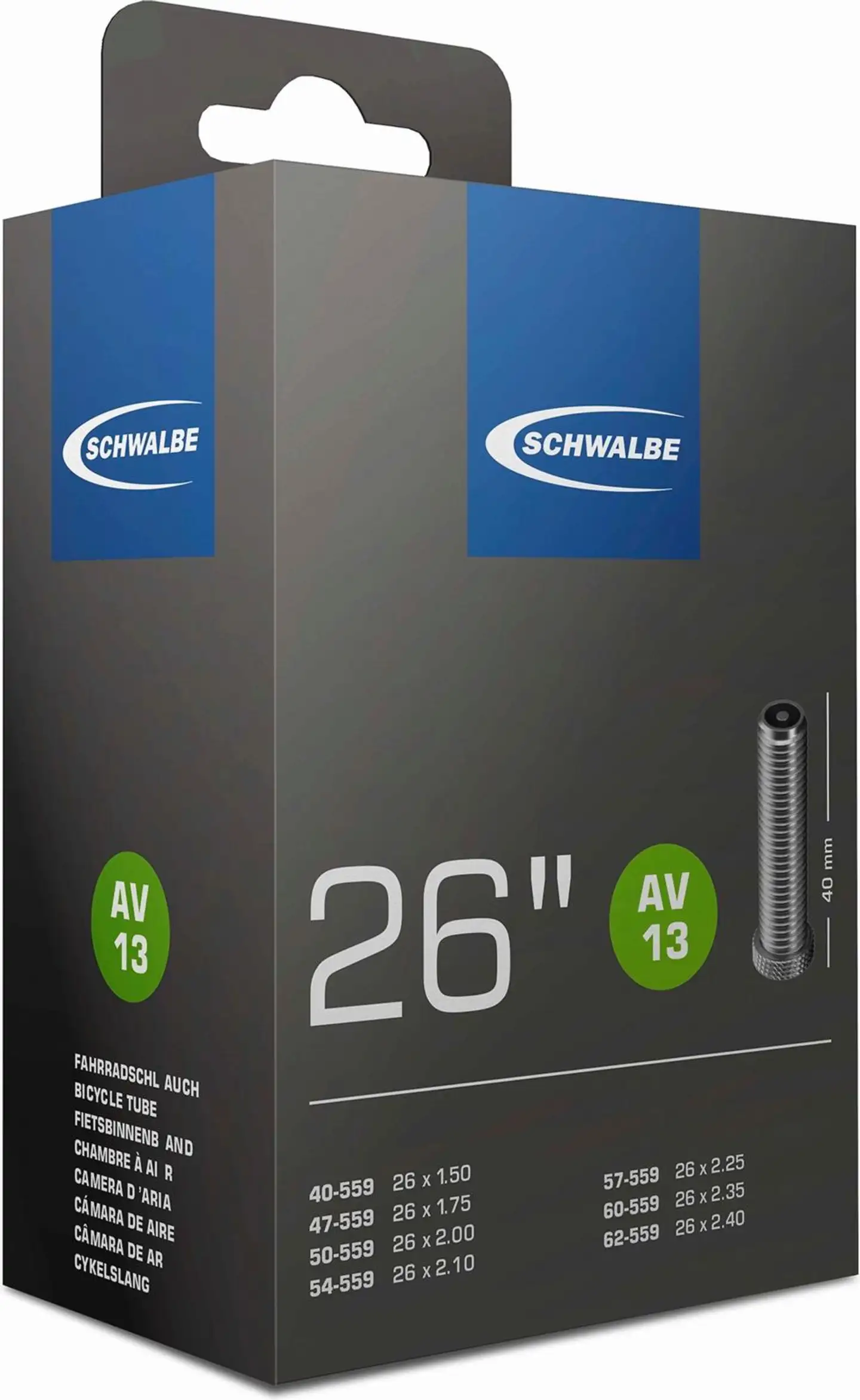 Schwalbe polkupyörän sisärengas 26" 40/62-559 av13 40mm