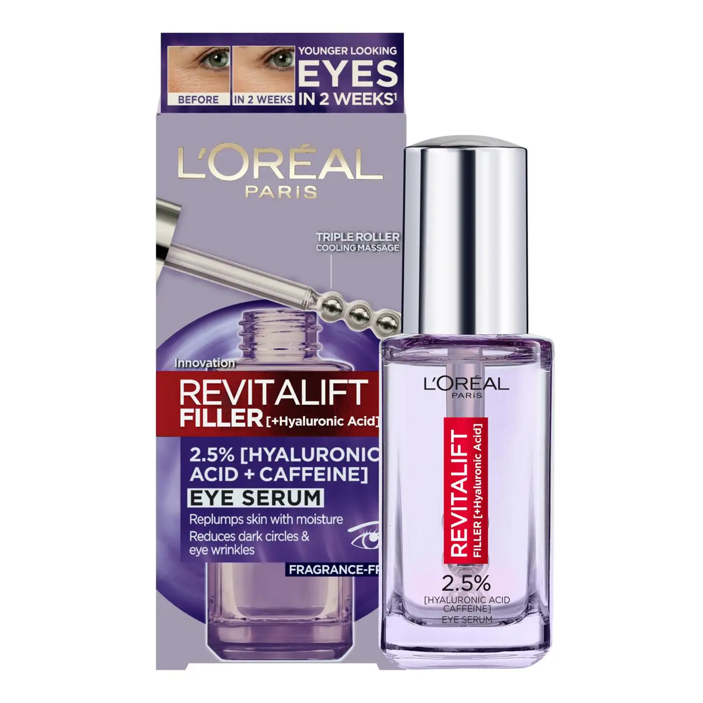 L'Oréal Paris Revitalift Filler 2,5% Hyaluronic Acid + Caffein Eye Serum silmänympärysalueelle 20 ml - 2