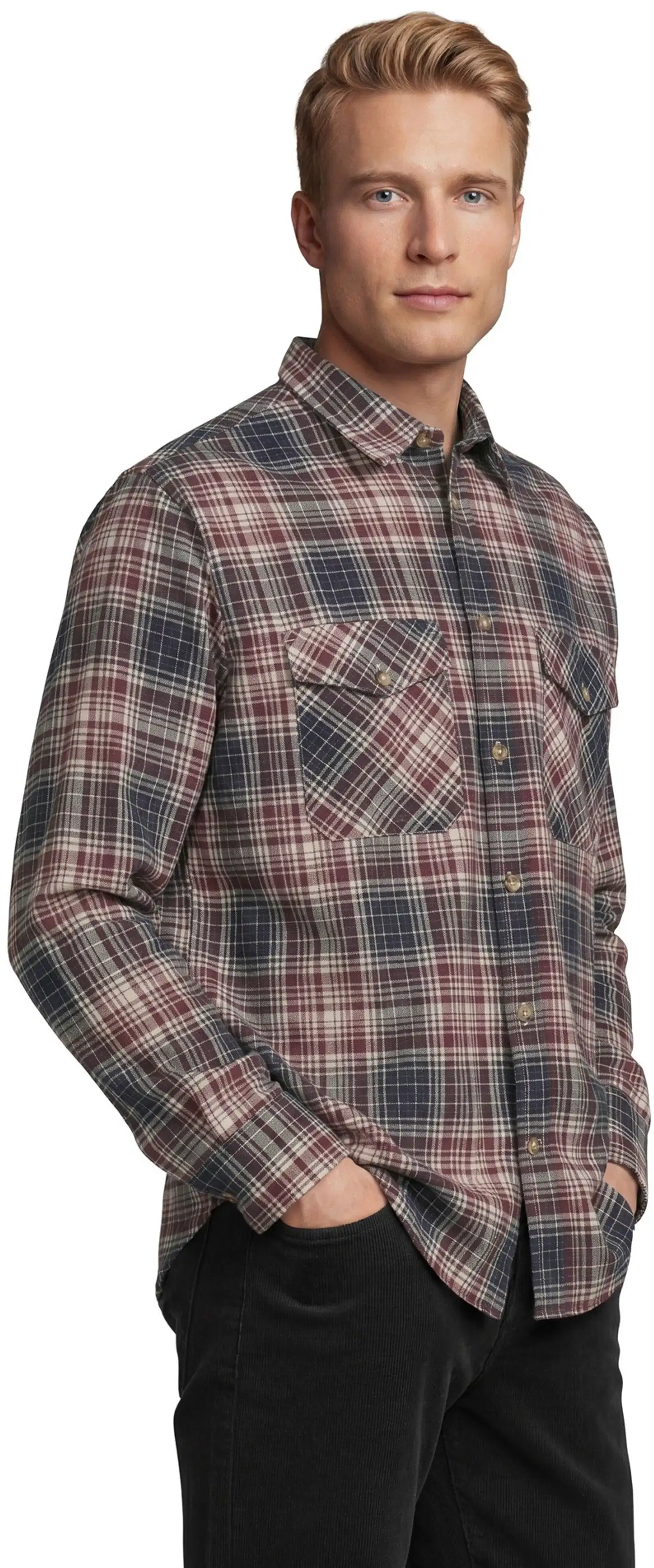 House miesten flanellipaita CYCLO® 194H382604 - Fig/NavyCheck - 1