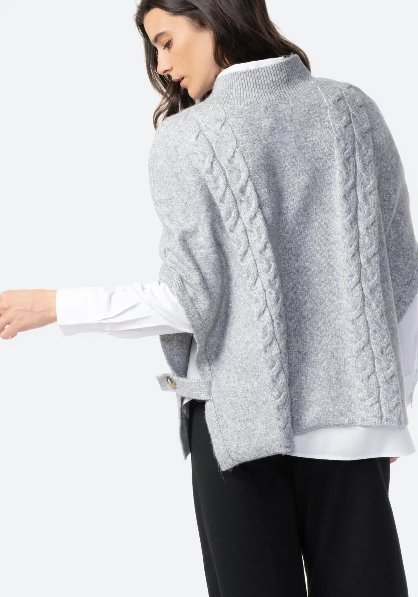 TEX naisten neuleponcho I249915 - GREY - 3