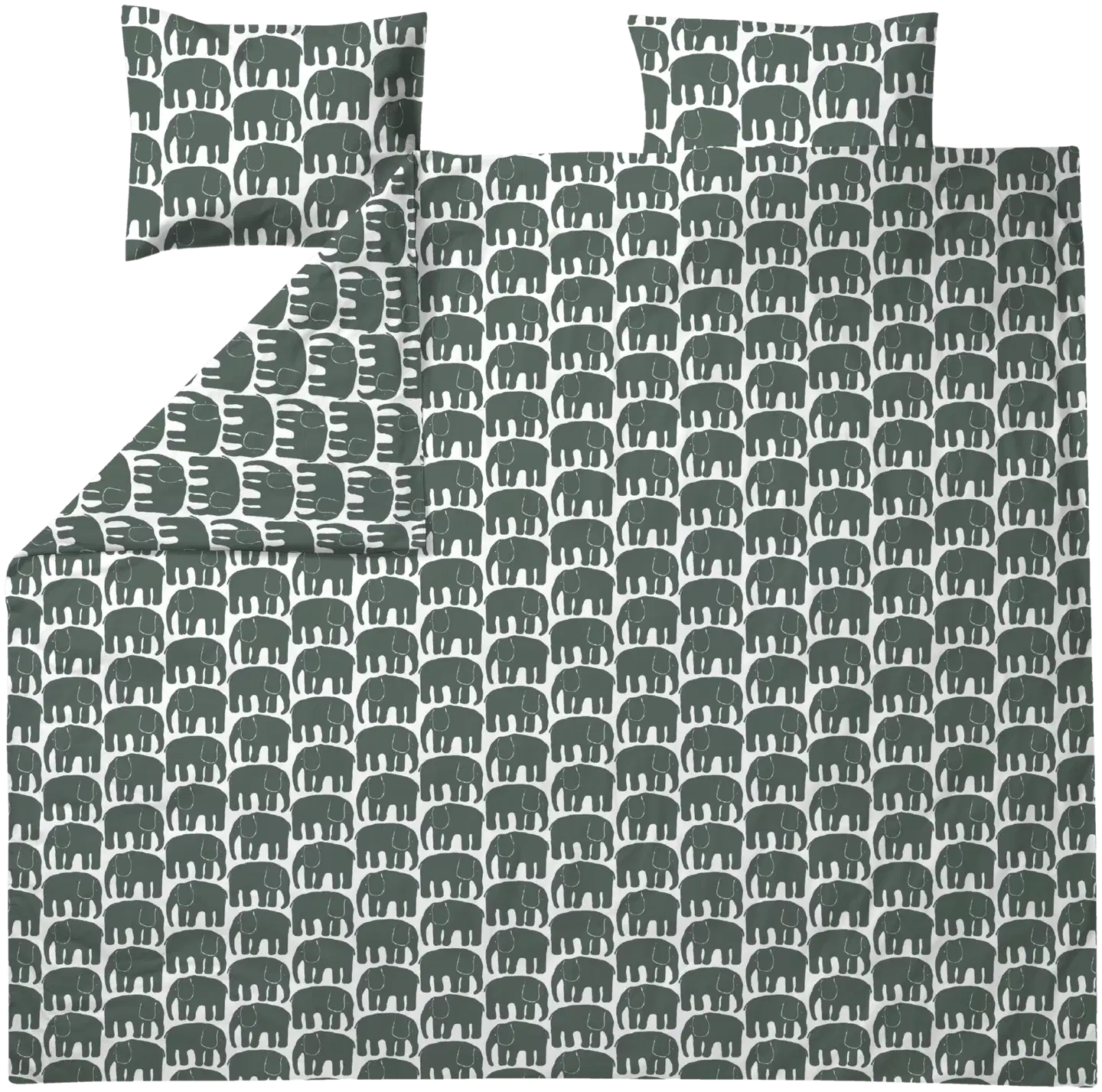 Finlayson pussilakanasetti tupla Elefantti 240X210+2x50X60 tumma vihreä