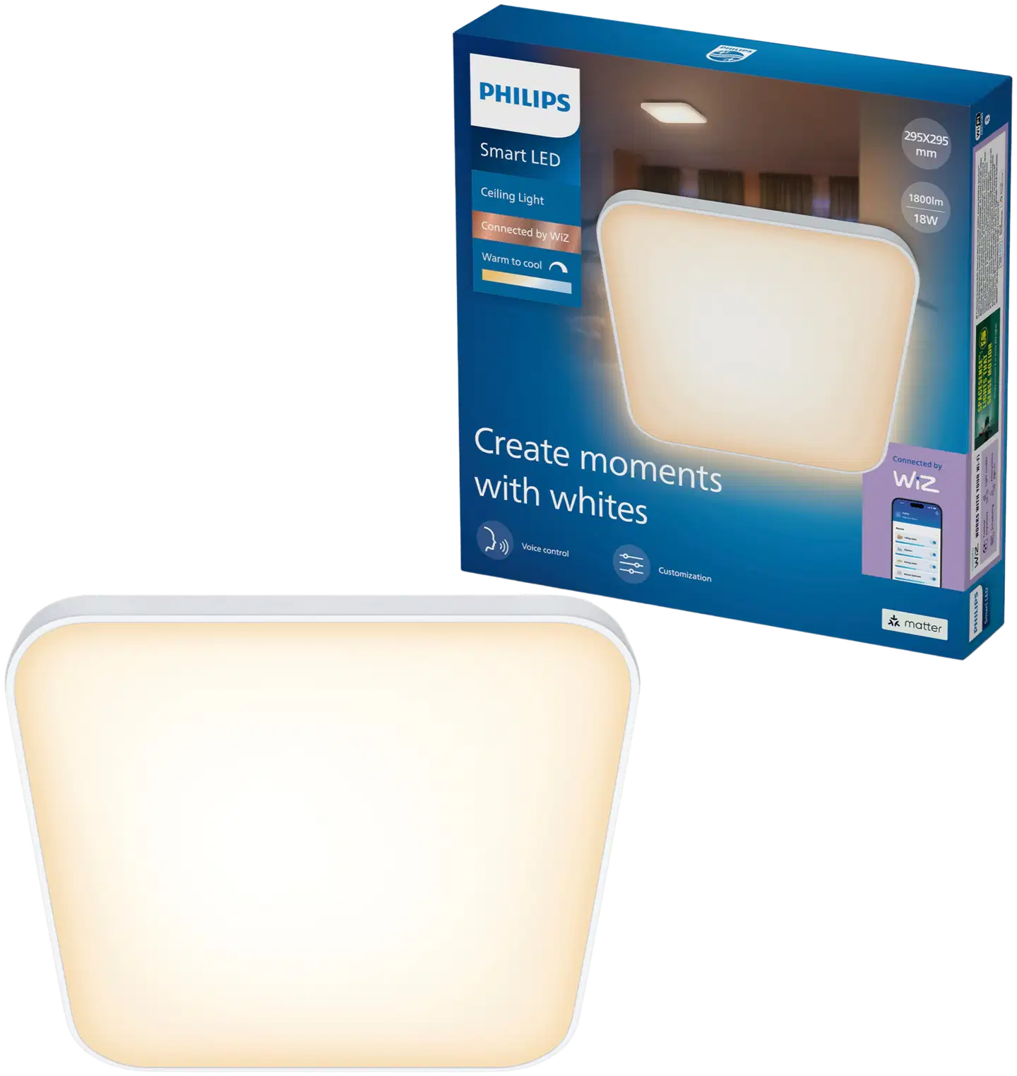 Philips Smart Lighting kattovalaisin neliö 18W 2700-6500K valkoinen säädettävä - 1