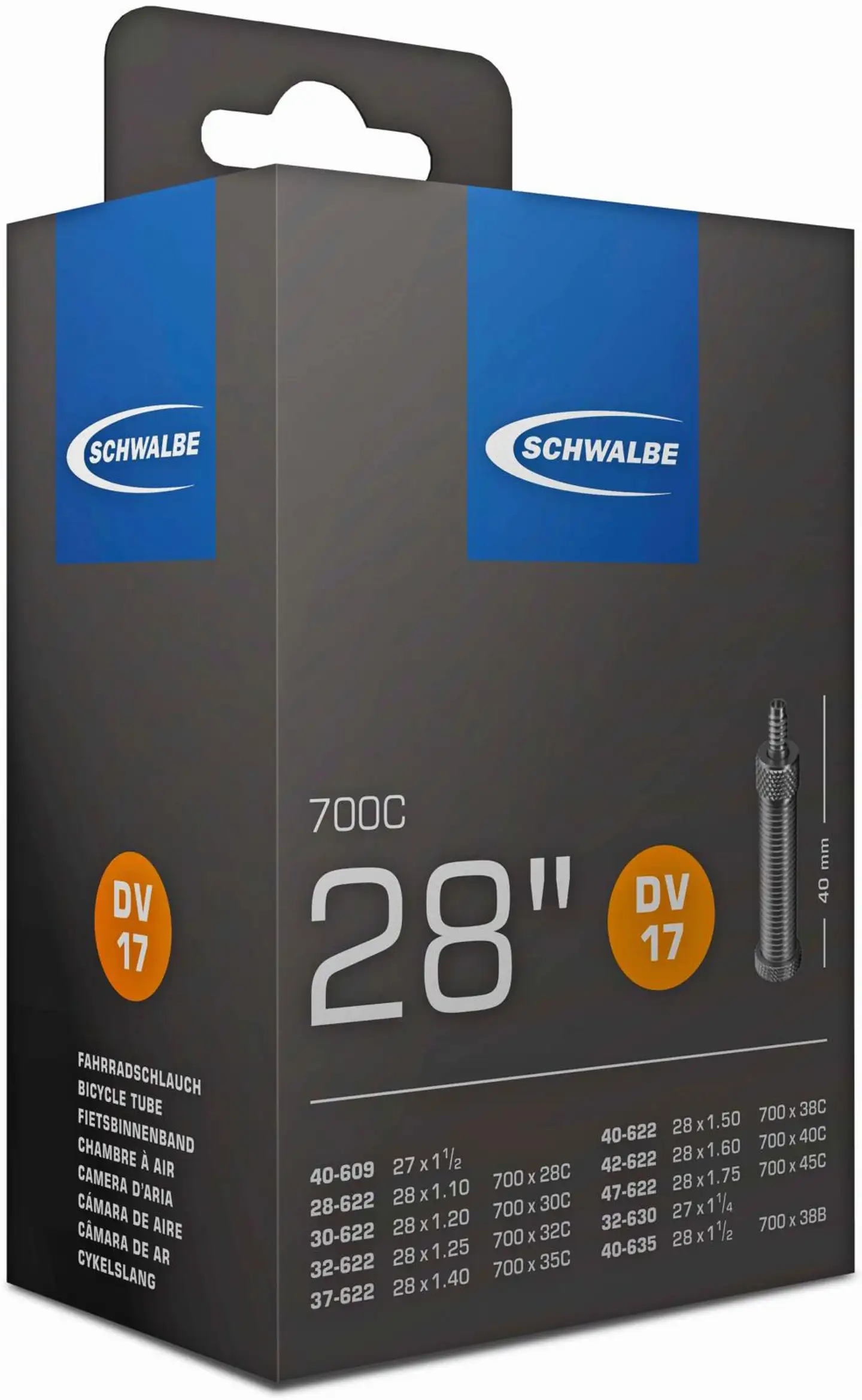 Schwalbe polkupyörän sisärengas 28" 28/47-622/635 dv17 40mm