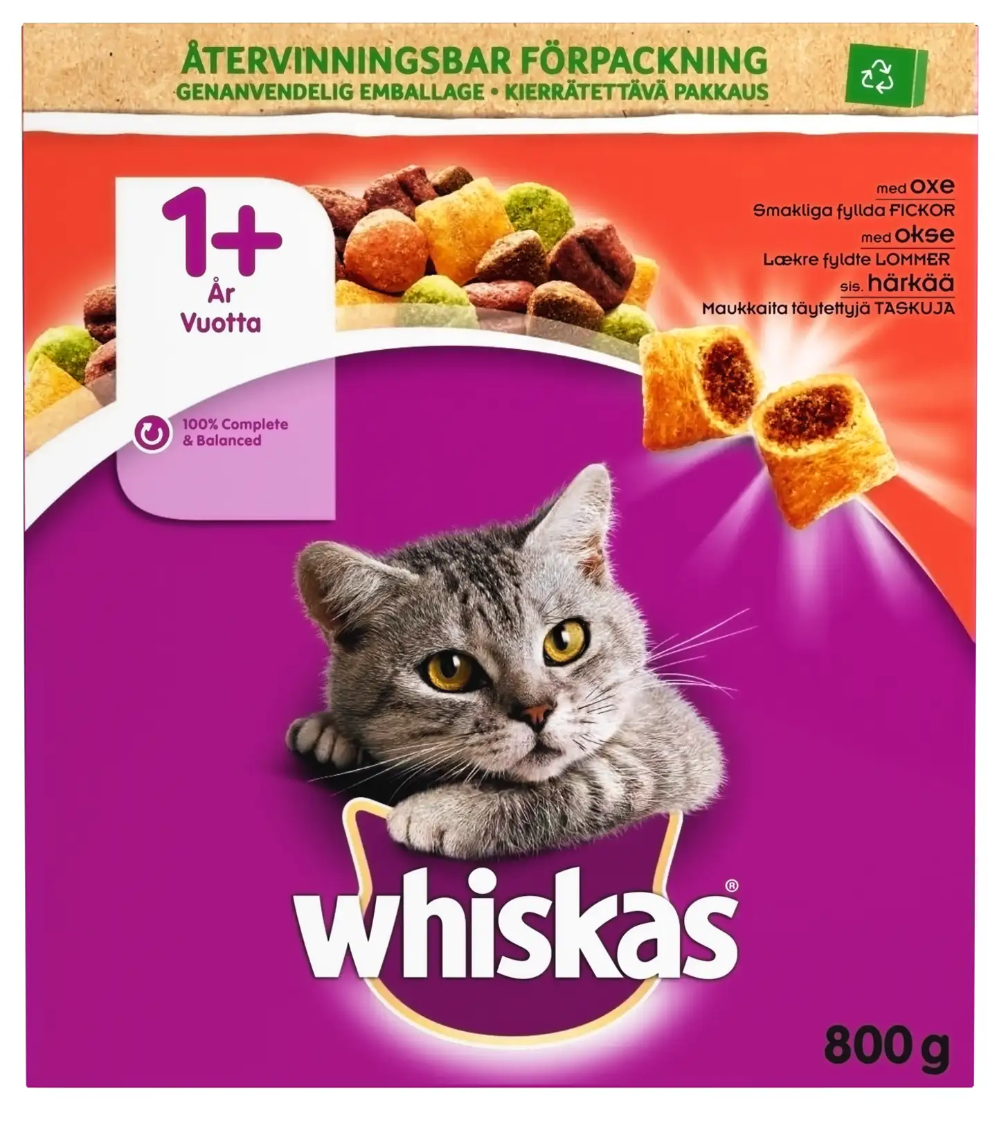 Whiskas 1+ Härkää 800g