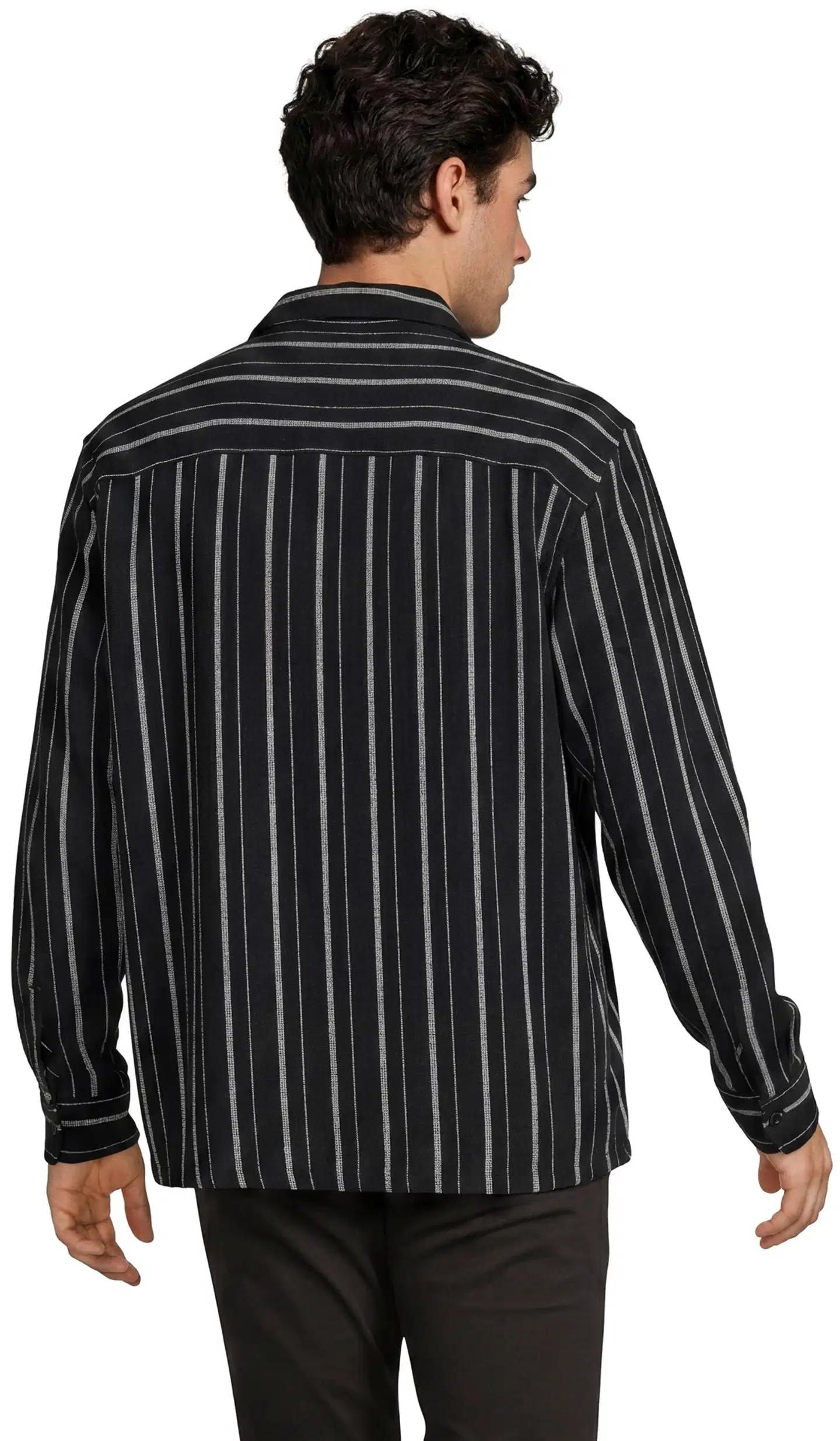 WKLY. miesten raidallinen kauluspaita struktuuripintainen, rento istuvuus 194W312614 - Black - 3