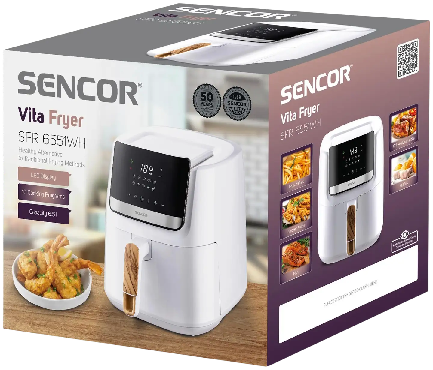 Sencor air fryer kiertoilmakypsennin SFR 6551WH valkoinen - 9