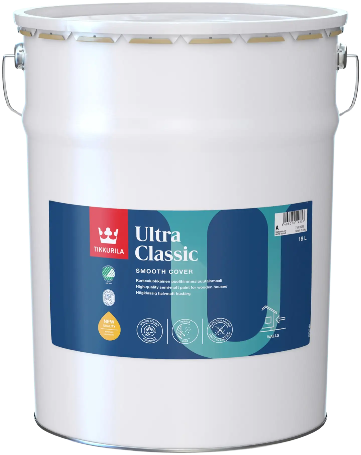 Tikkurila puutalomaali Ultra Classic 18 l A valkoinen sävytettävissä puolihimmeä