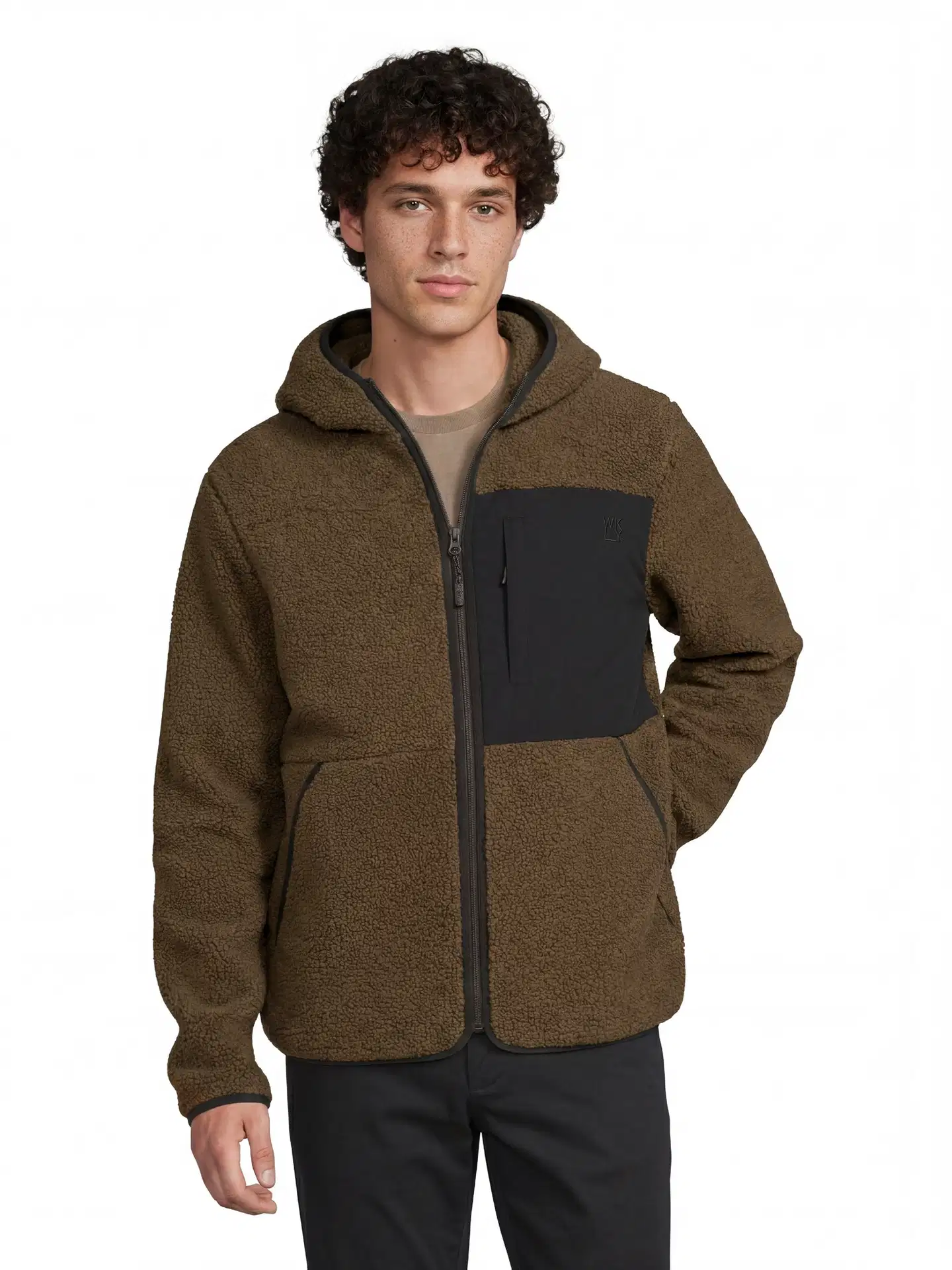 WKLY. miesten kevyt polarfleece-hupputakki vetoketjulla 194W362635 - 19-0618TCX beech - 1