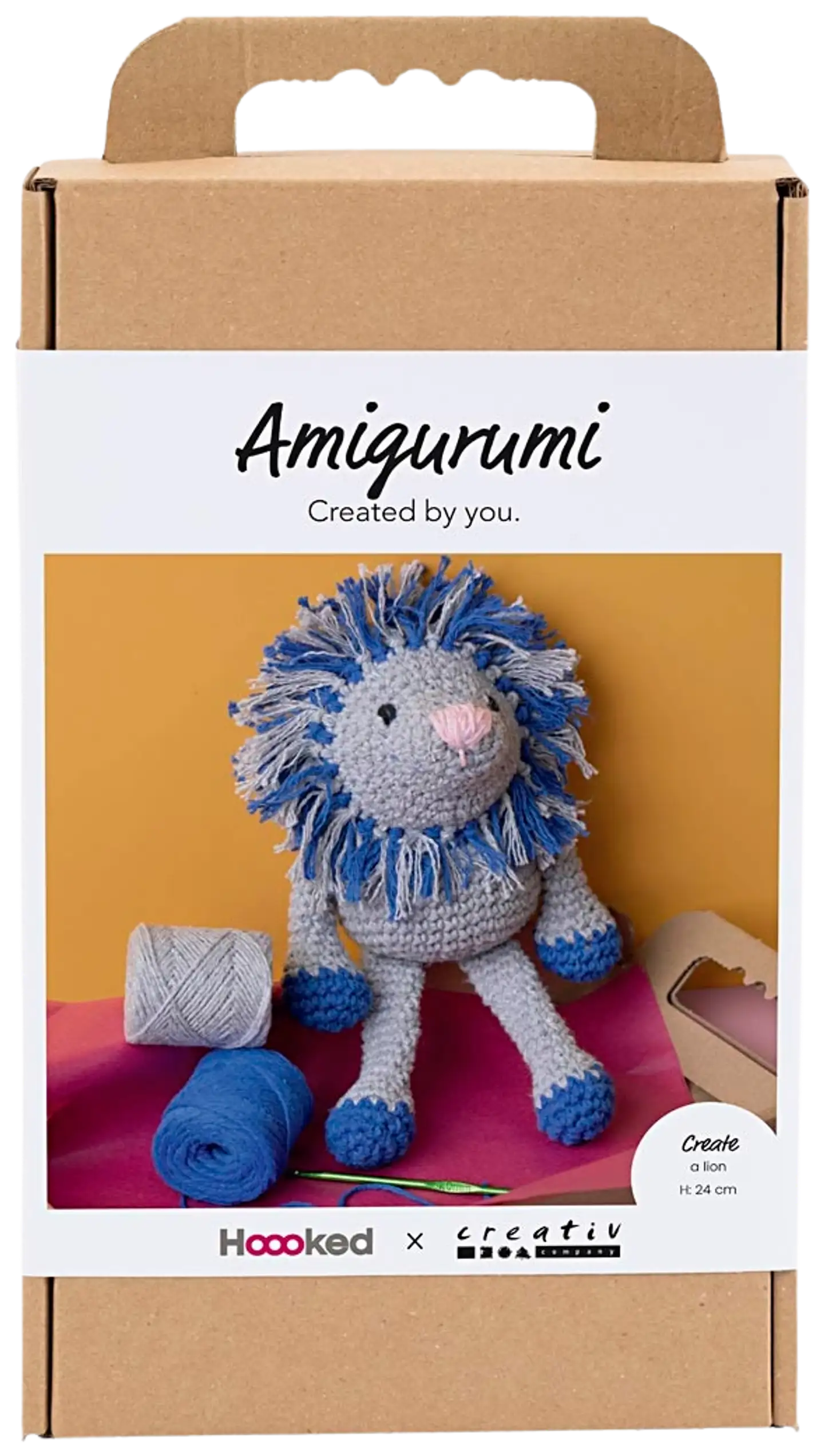 Amigurumi Askartelusetti, Leijona, laivastonsininen, vaaleanharmaa, 1pkk/ 1 pkt - 1