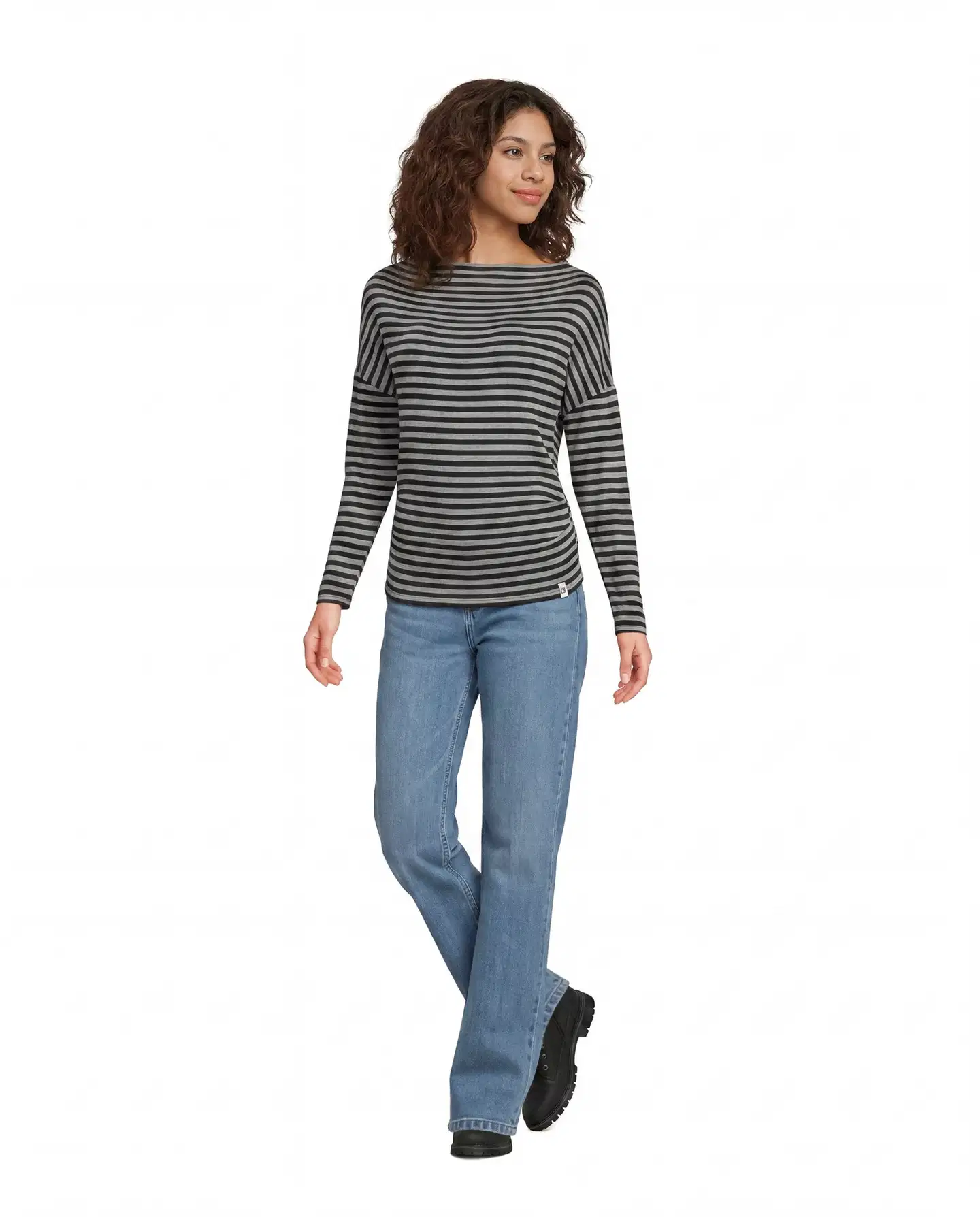 WKLY. naisten väljälinjainen trikoopusero 213W302670 - black grey stripe - 4