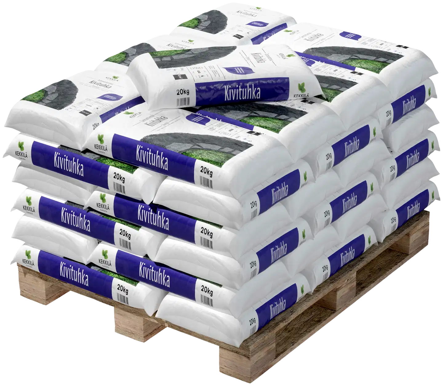 Kekkilä Kivituhka tummanharmaa 20 kg, lava 56 säkkiä - 1