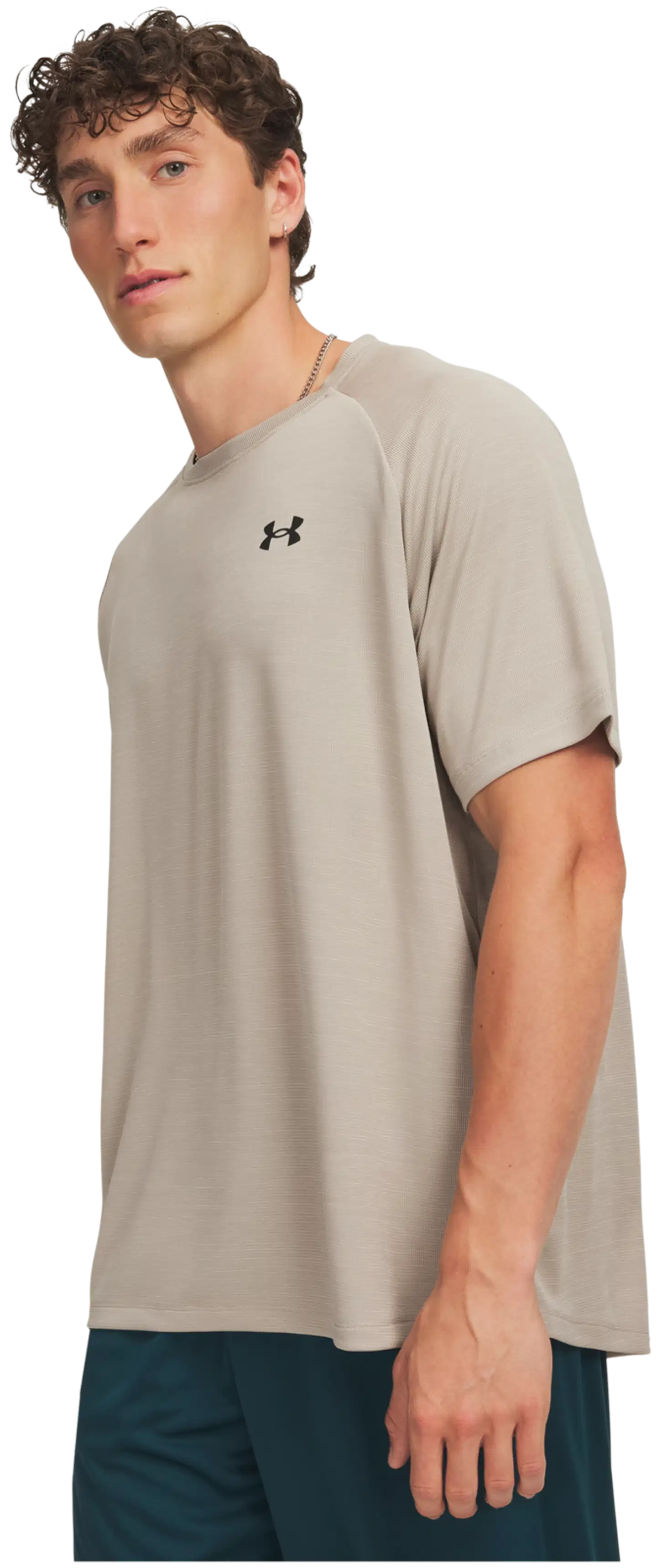 Under Armour miesten lyhythihainen treenipaita UA Tech Textured SS  1382796 - Timberwolf Taupe - 1