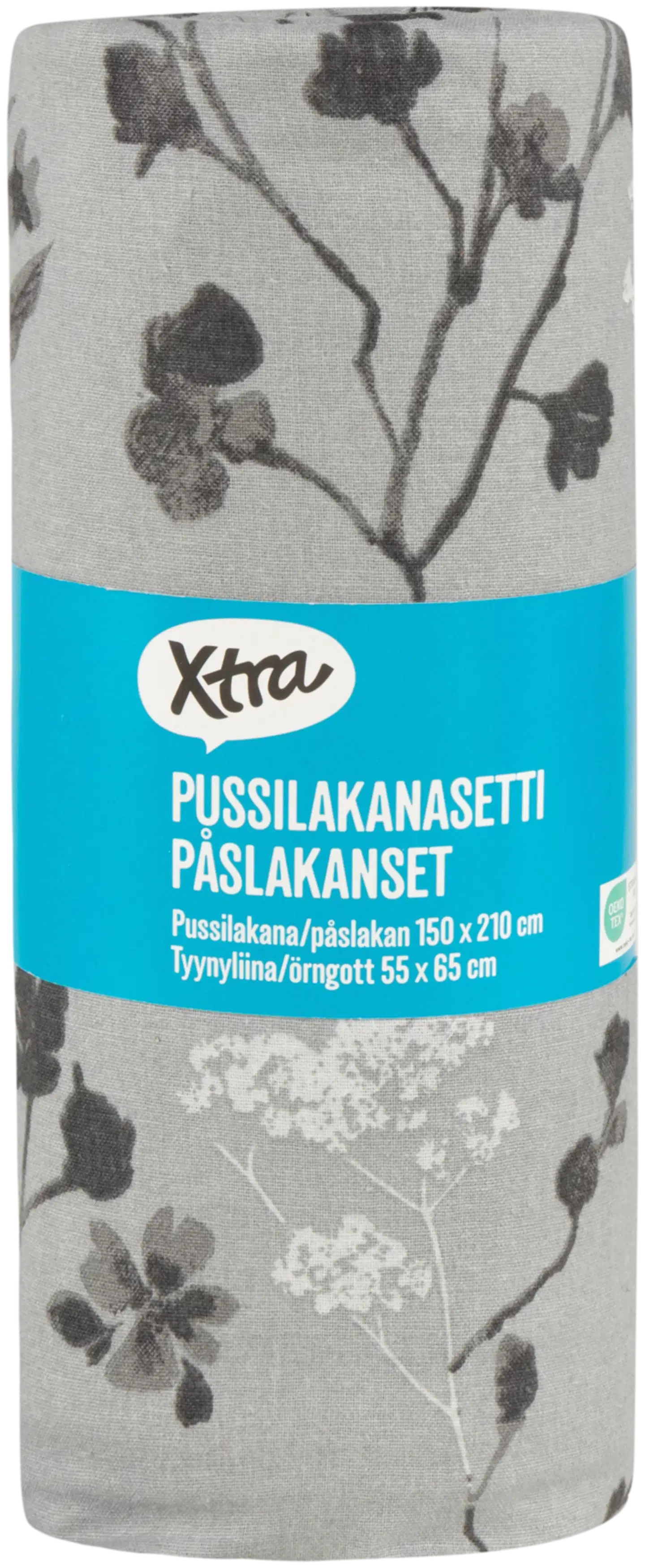 Xtra pussilakanasetti Cecilia 150x210 cm tummanharmaa - 2