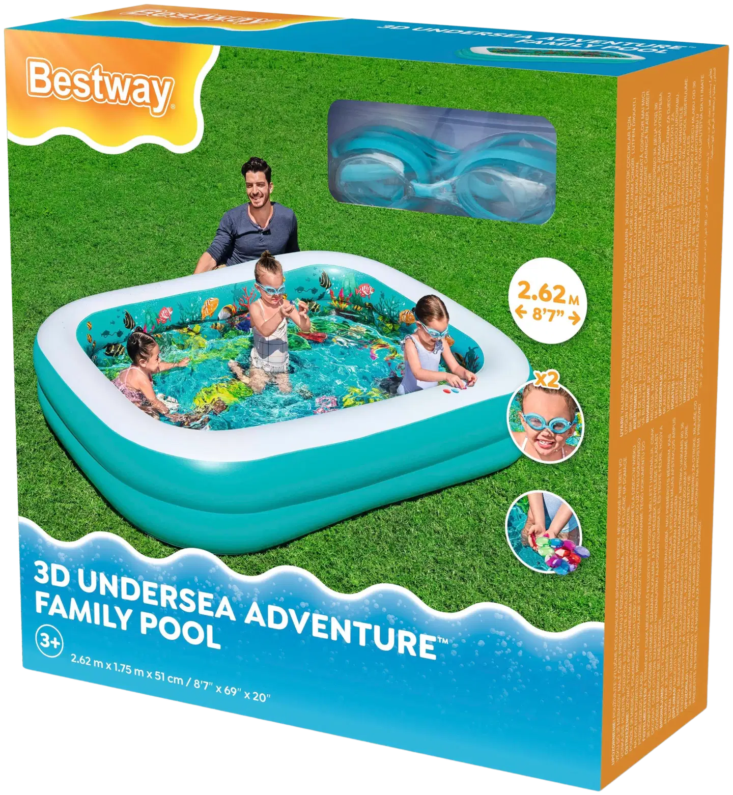 Bestway 3D Undersea Adventure uima-allas 2.62m x 1.75m x 51cm - 2