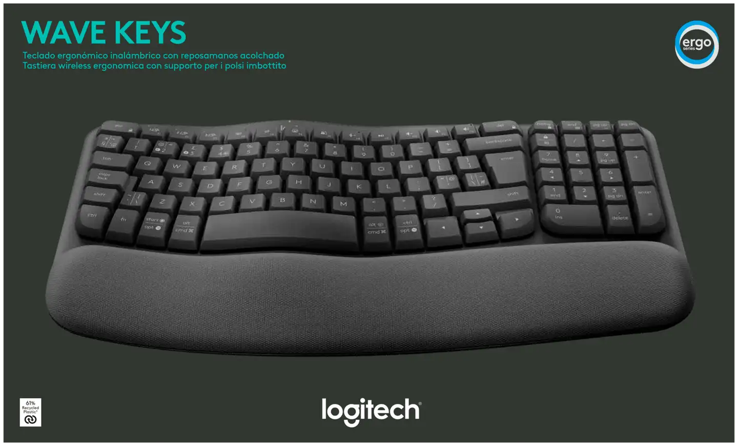 Logitech Näppäimistö Wave Keys - grafiitti - 2