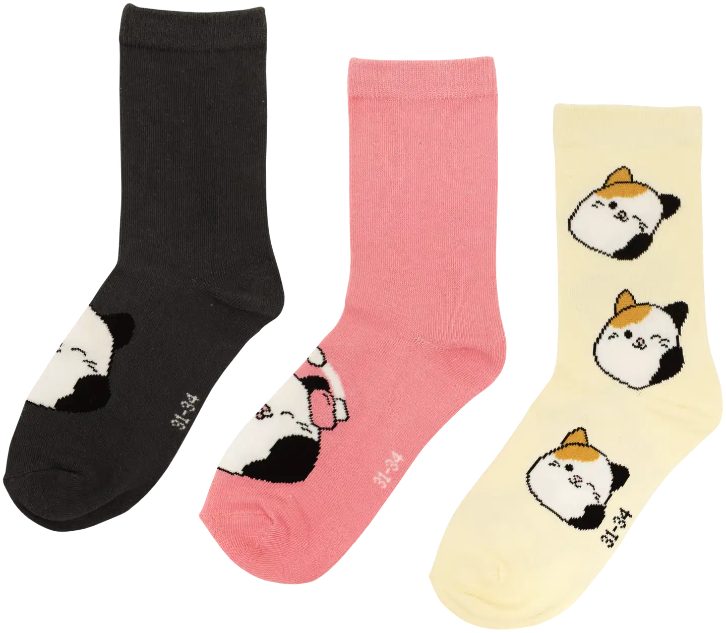 Squishmallows lasten sukat 3-pack CAP-SQSH52 - Musta/lvalk/vpun