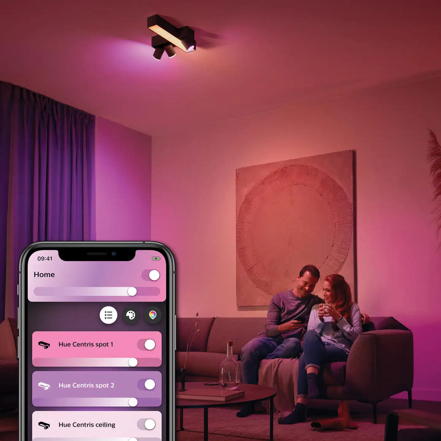 Philips Hue Centris -kattovalaisin kolmella kohdevalolla 25W 2000-6500K 2960LM musta - 8