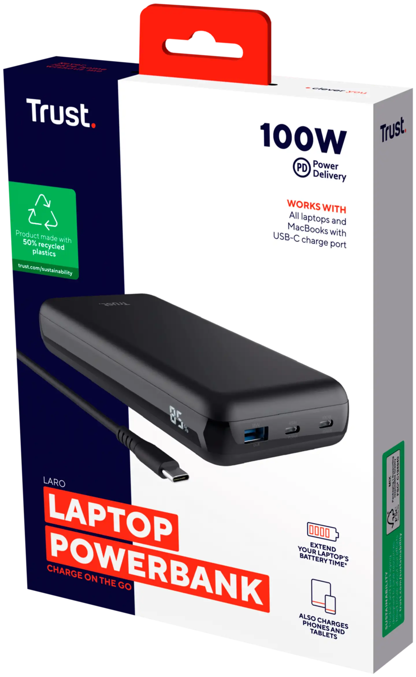 Trust Varavirtalähde Laro 100w USB-C - 9