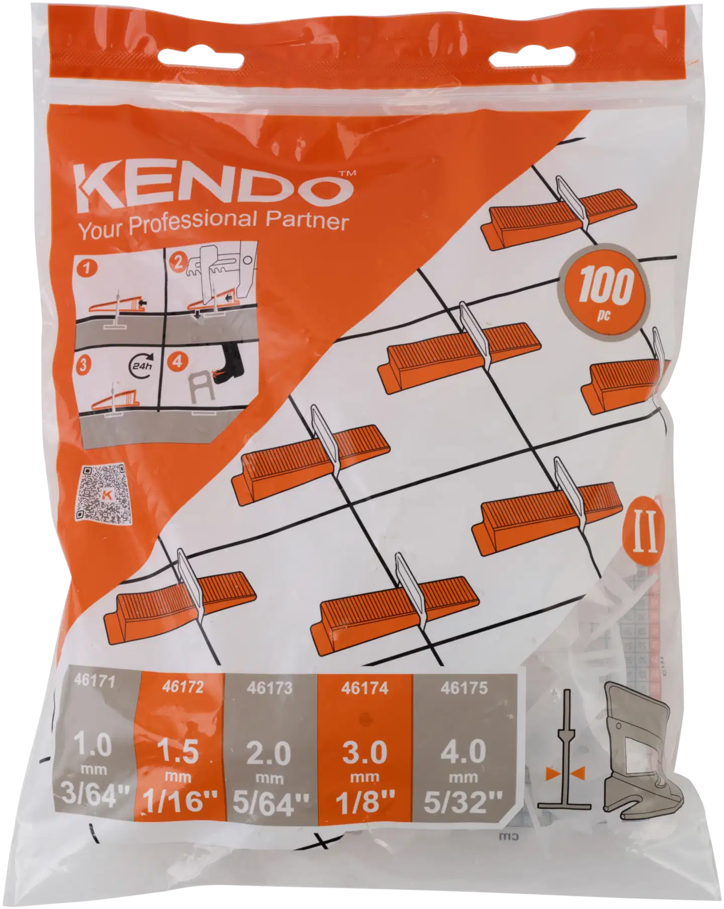 Kendo  100 kappaleen laattatasoitusklipsi 3mm - 3