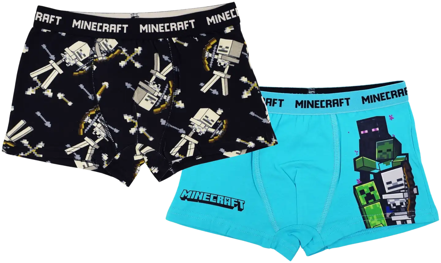 Lasten Minecraft-bokserit 2-pack TW-MNCT-0024 - turkoosi/musta