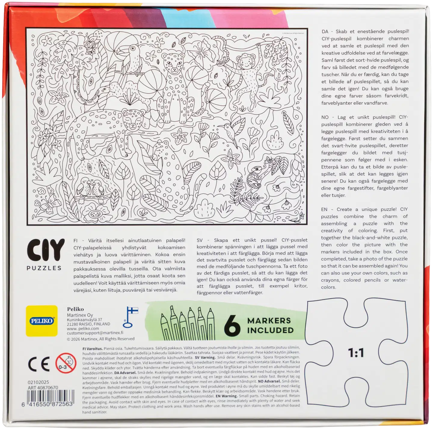 Peliko palapeli Color it Yourself 54 palaa tussit, erilaisia - 6