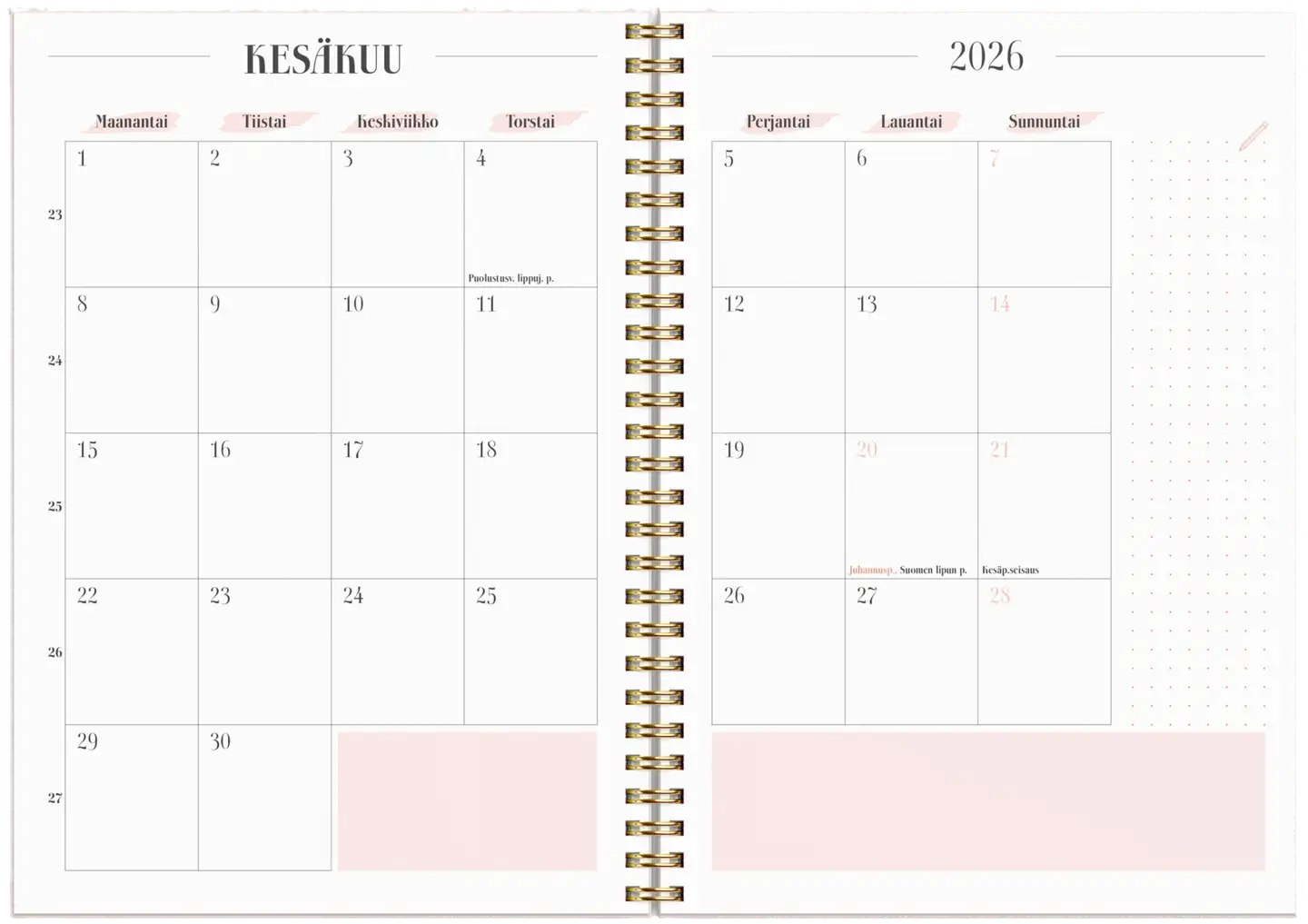 Burde Kalenteri 25/26 Life Planner Pink - 3