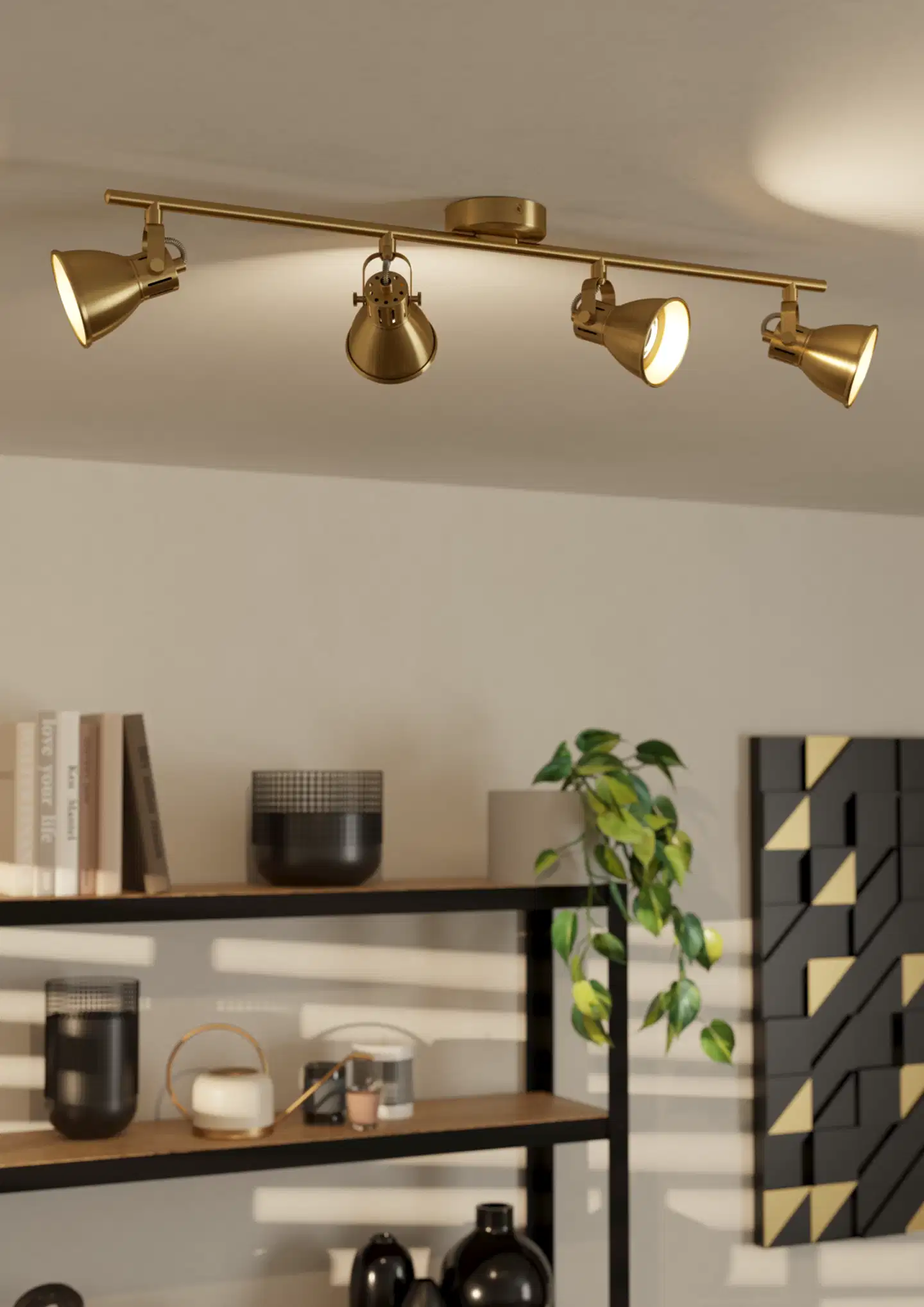 EGLO Spottivalaisin 4-os  Seras 4x3W 77x6,5cm harjattu messinki/kulta - 4