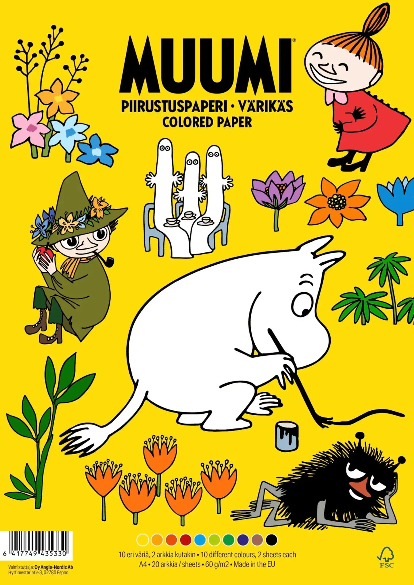 Piirustuspaperi Muumi värikäs A4/20 arkkia - 1