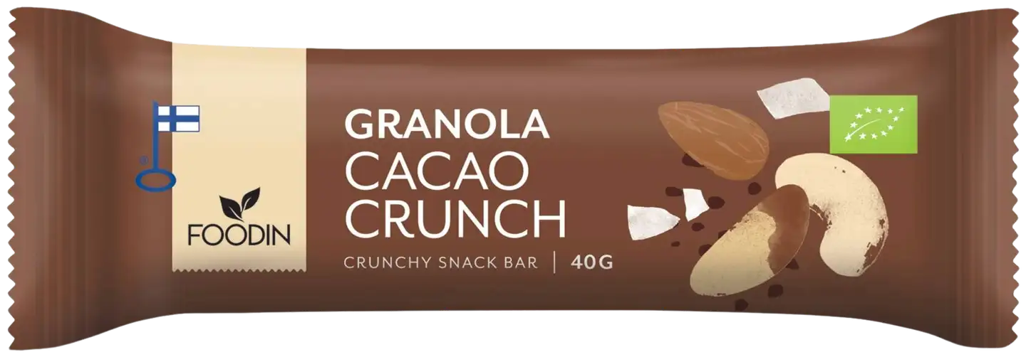 Foodin Granola bar Cacao crunch, luomu, 40g