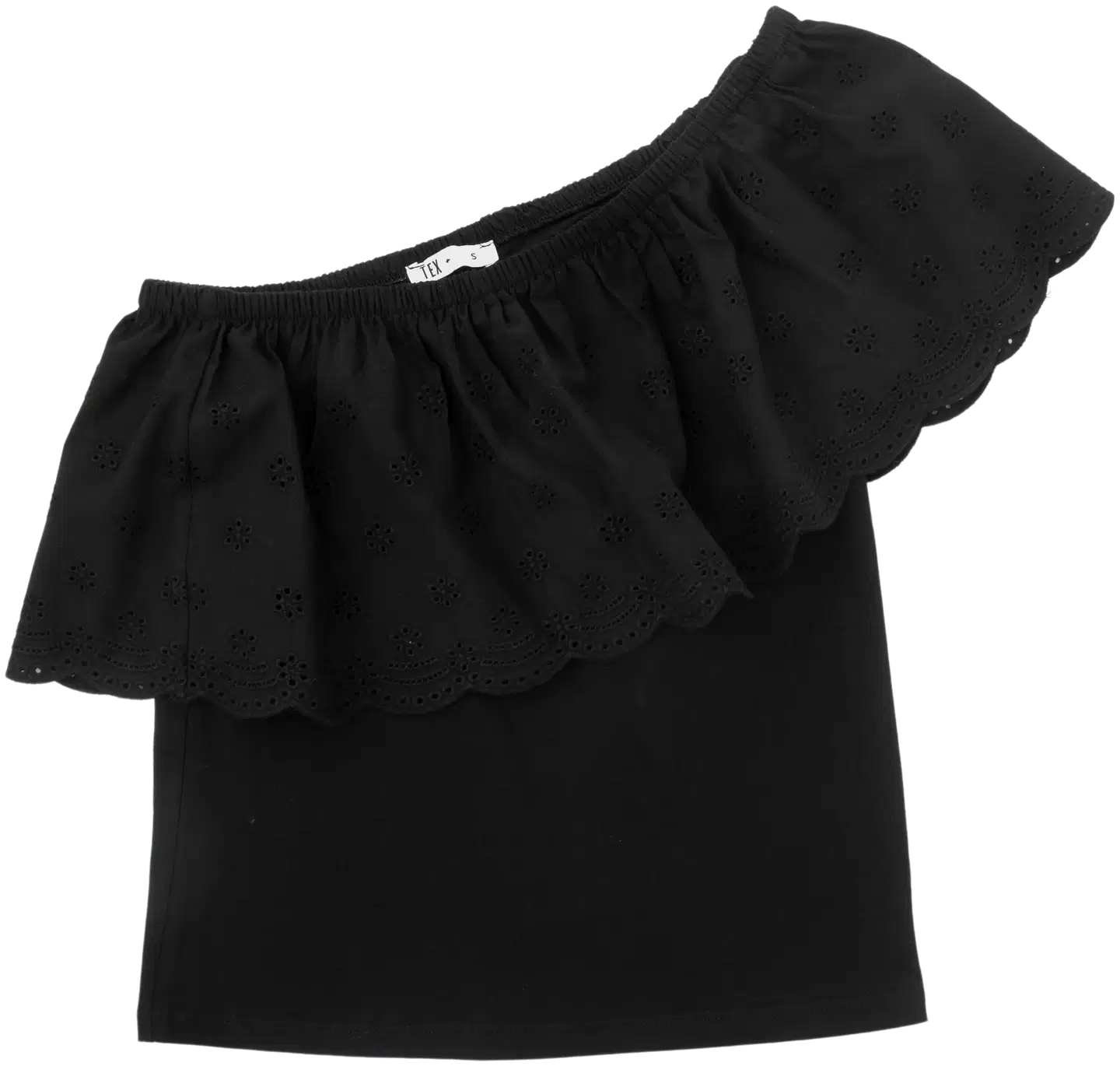TEX naisten epäsymmetrinen frillatoppi I282738 - BLACK 1 - 3