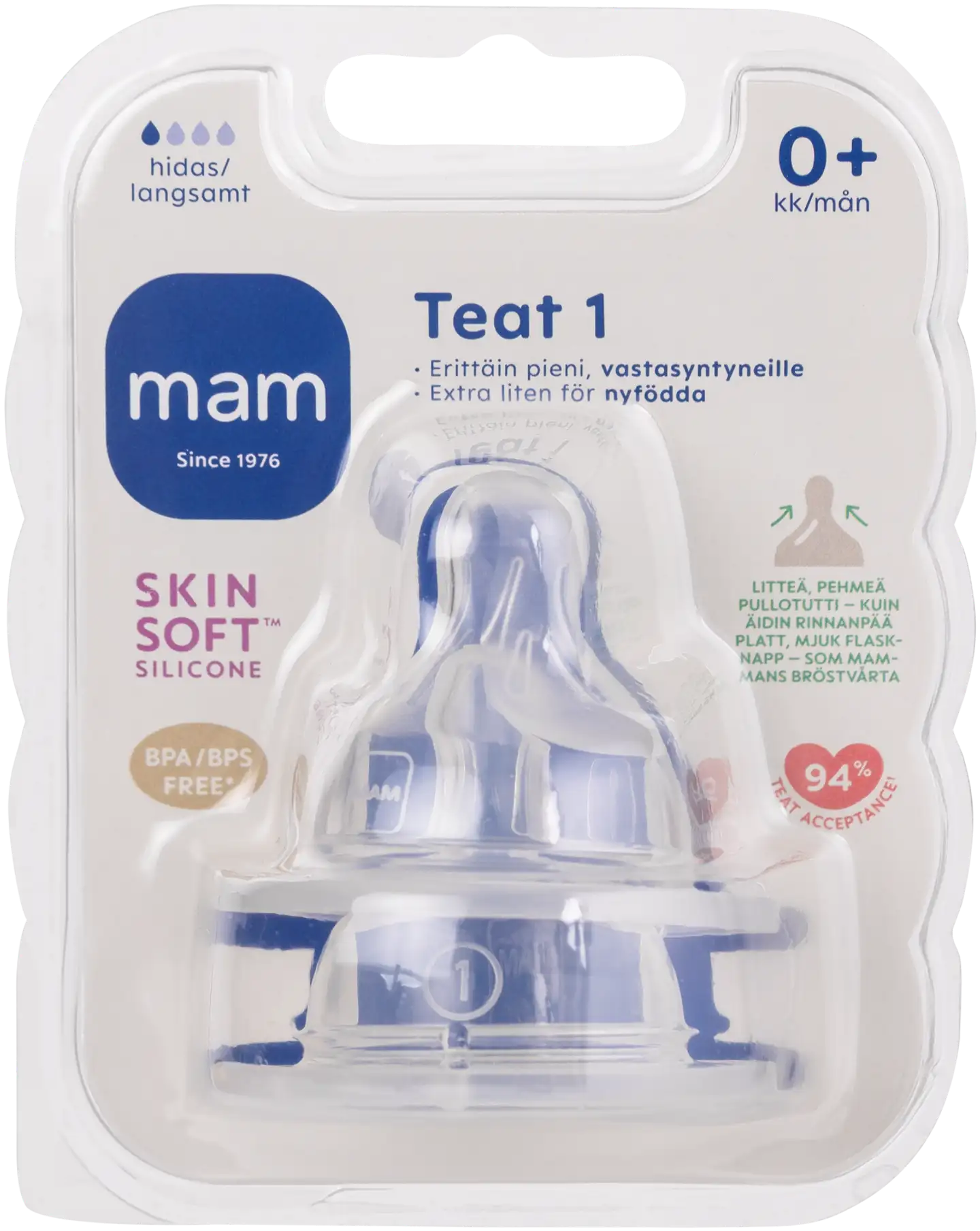 MAM Teat 1 2kpl vesi-maitotutti alk 0kk