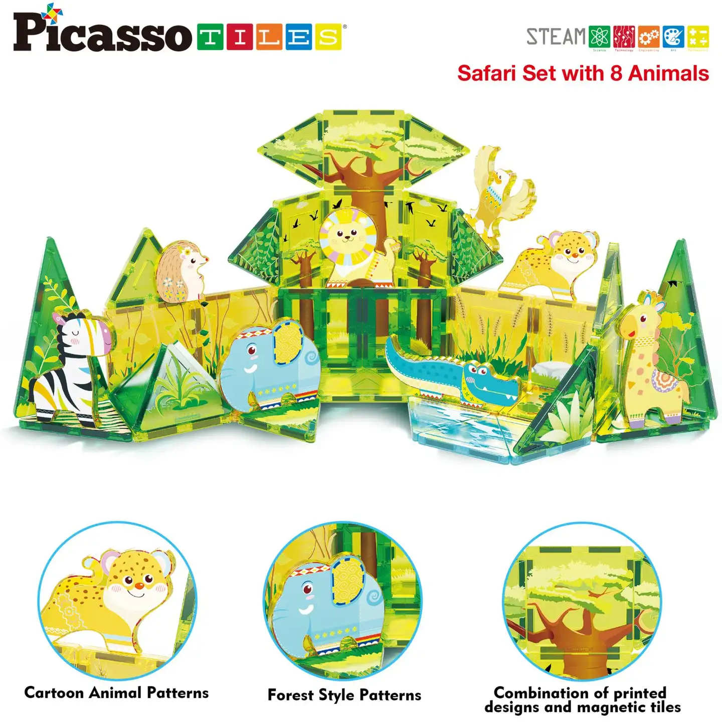PicassoTiles magneettinen rakennussarja Safari 46 osa - 3