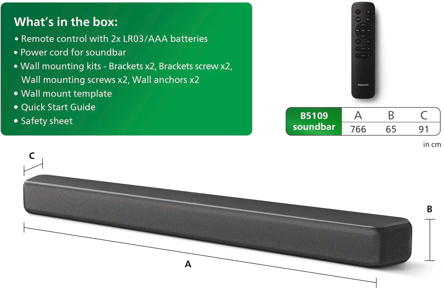 Philips soundbar 2.0 TAB5109 musta - 2