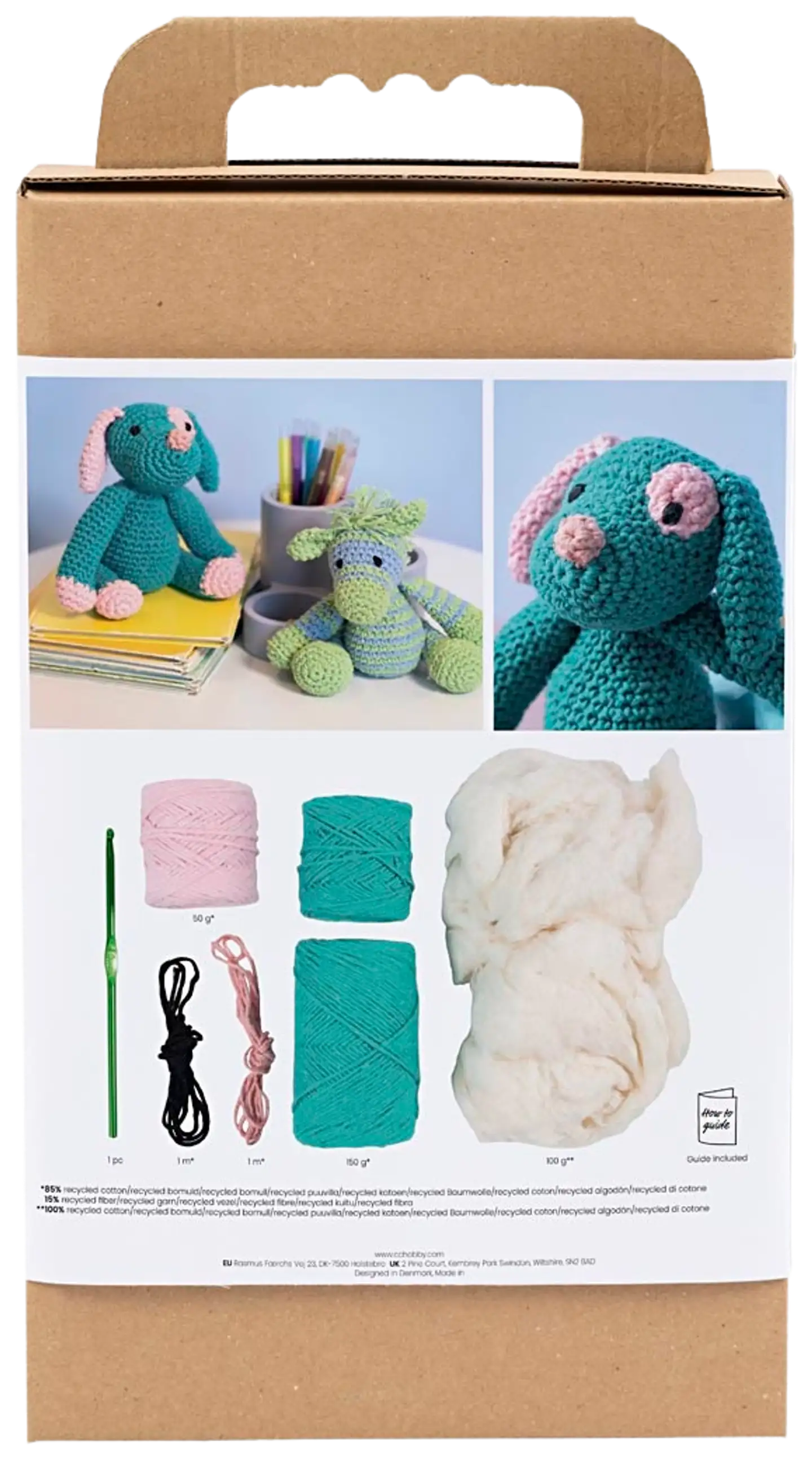 Amigurumi Askartelusetti, Koiranpentu, pastellinpinkki, tumma turk., 1pkk/ 1 pkt - 2