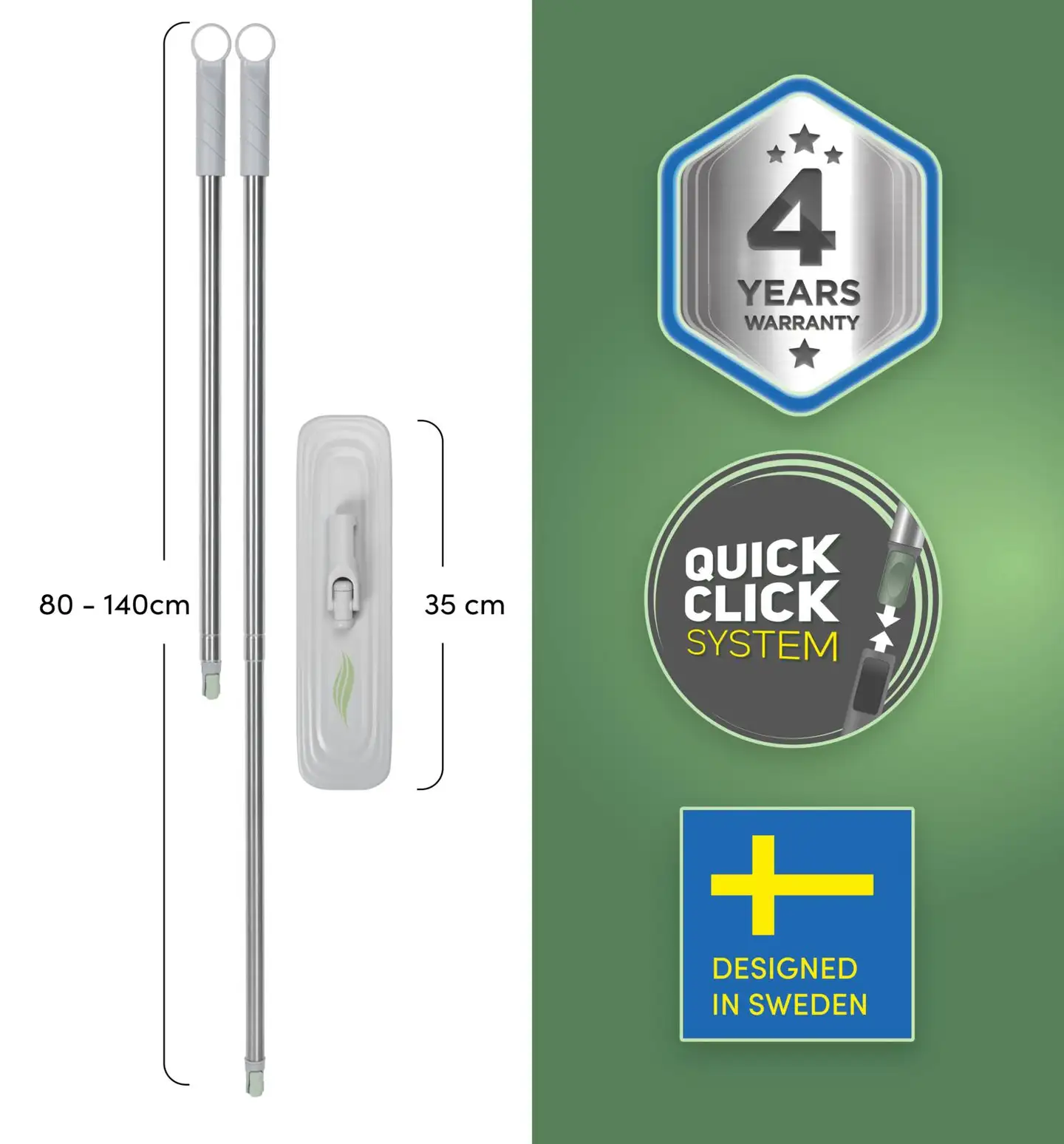 Streamy Lattiamoppi Kit, 1 kpl teleskooppikahva, 1 kpl Multi mopframe
3 kpl Kuiva liina, 5 kpl Märkä liina - 3