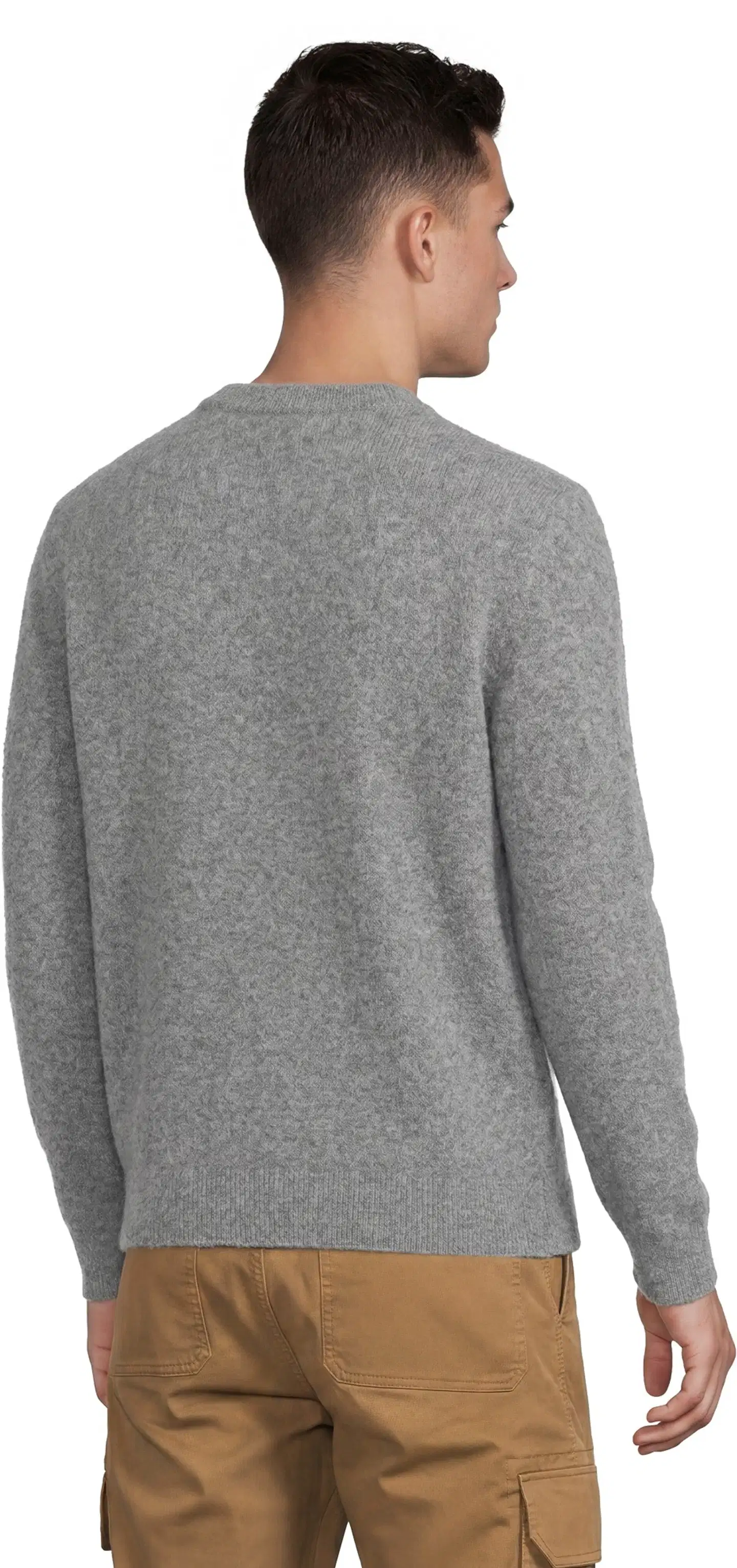 WKLY. miesten pehmeäpintainen neulepusero O-pääntiellä 195W362670 - grey melange - 3